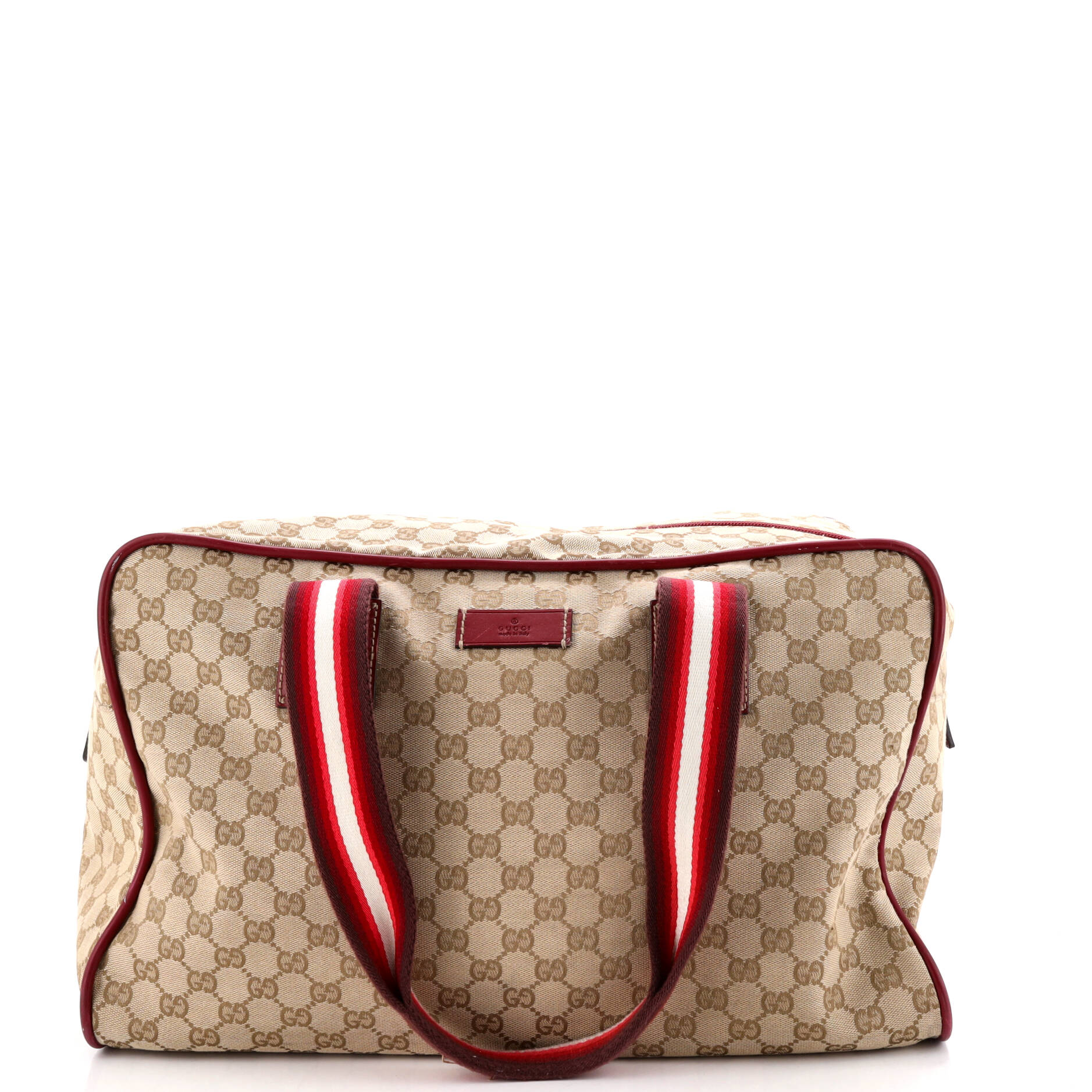 Web Carry On Duffle Bag GG Canvas with Leather Medium