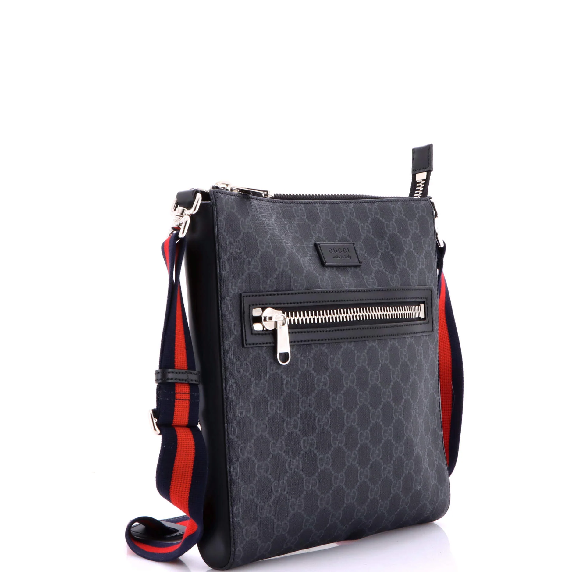 Web Strap Front Zip Messenger Bag GG Coated Canvas Medium - Image 2