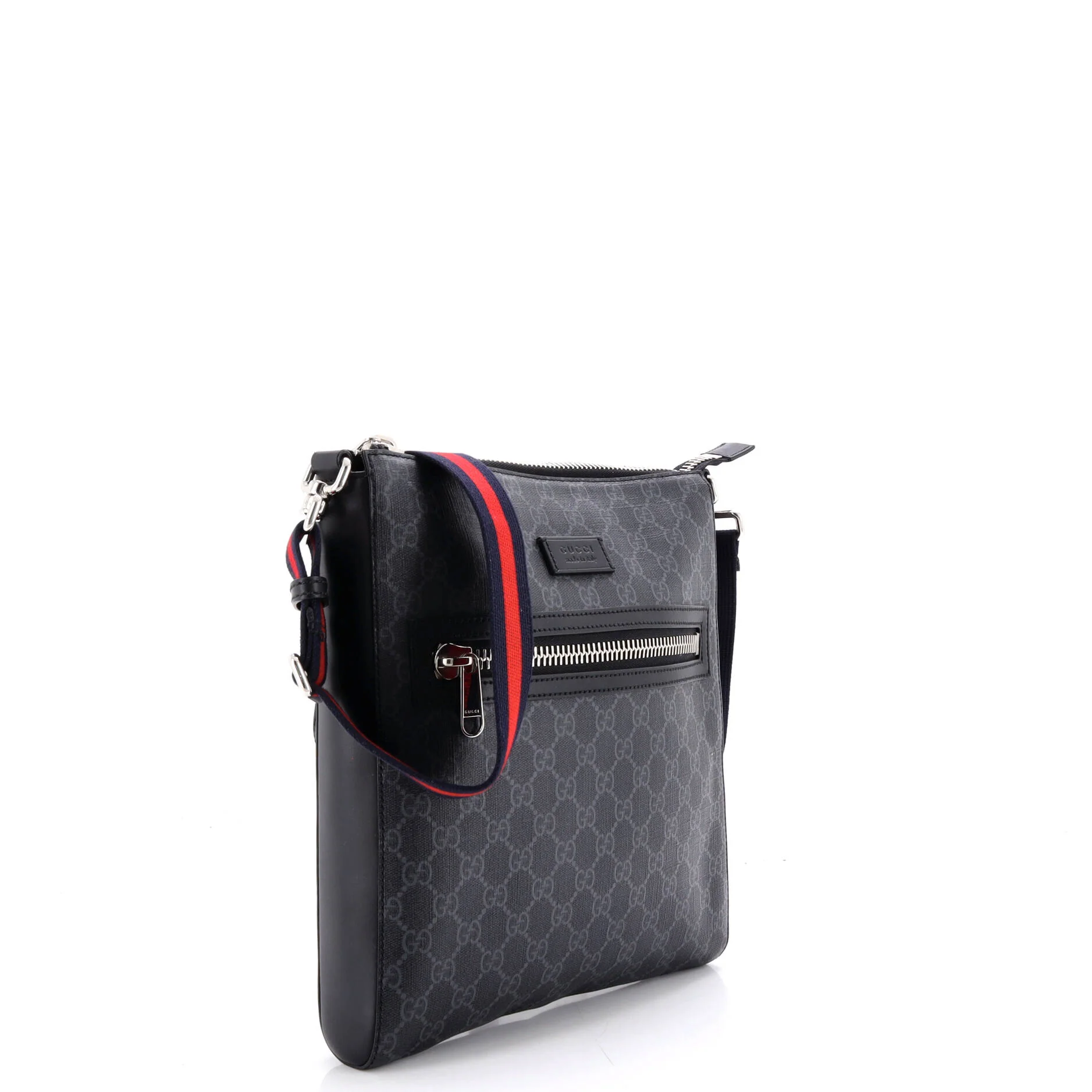 Web Strap Front Zip Messenger Bag GG Coated Canvas Medium - Image 2