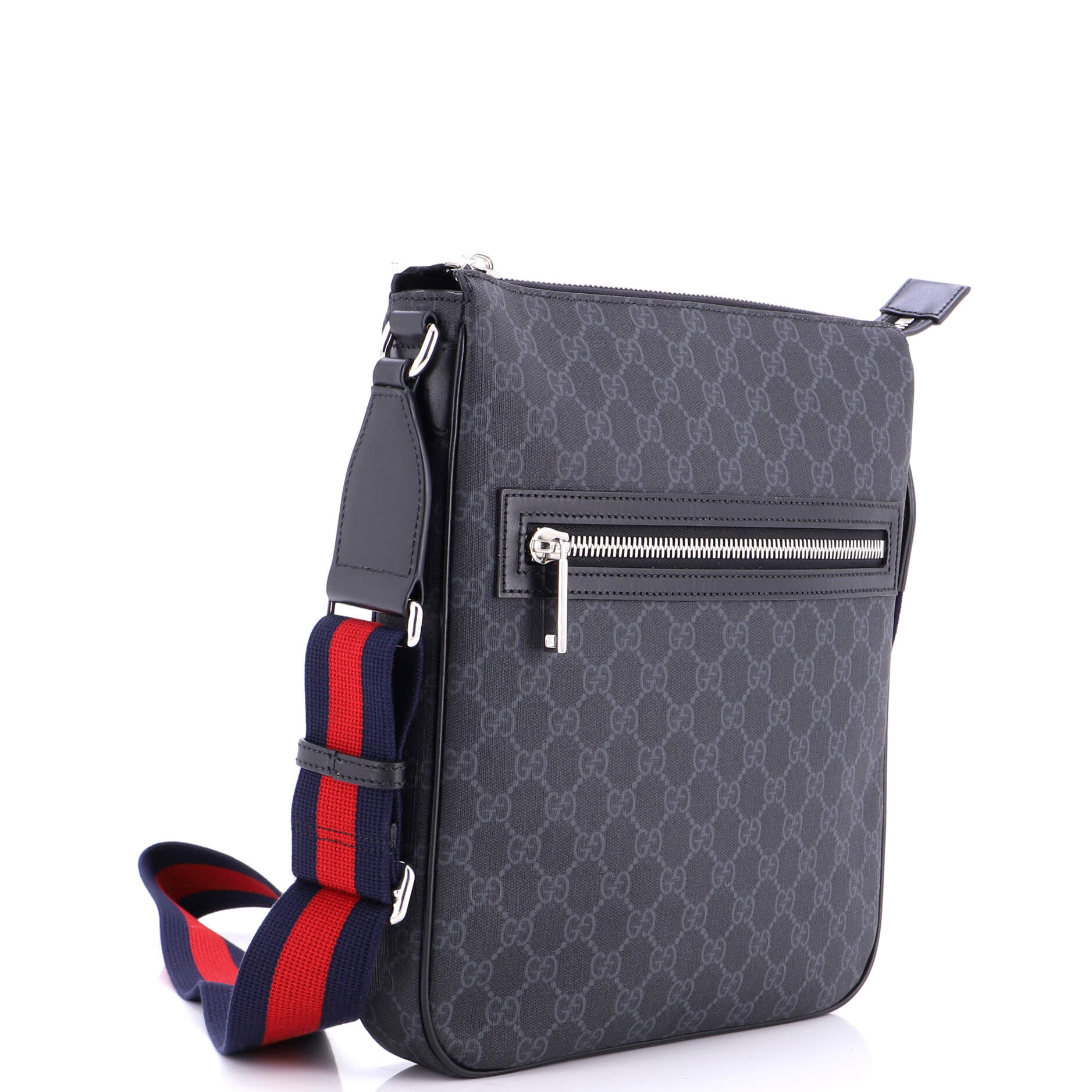 Web Strap Front Zip Messenger Bag GG Coated Canvas Medium - Image 2