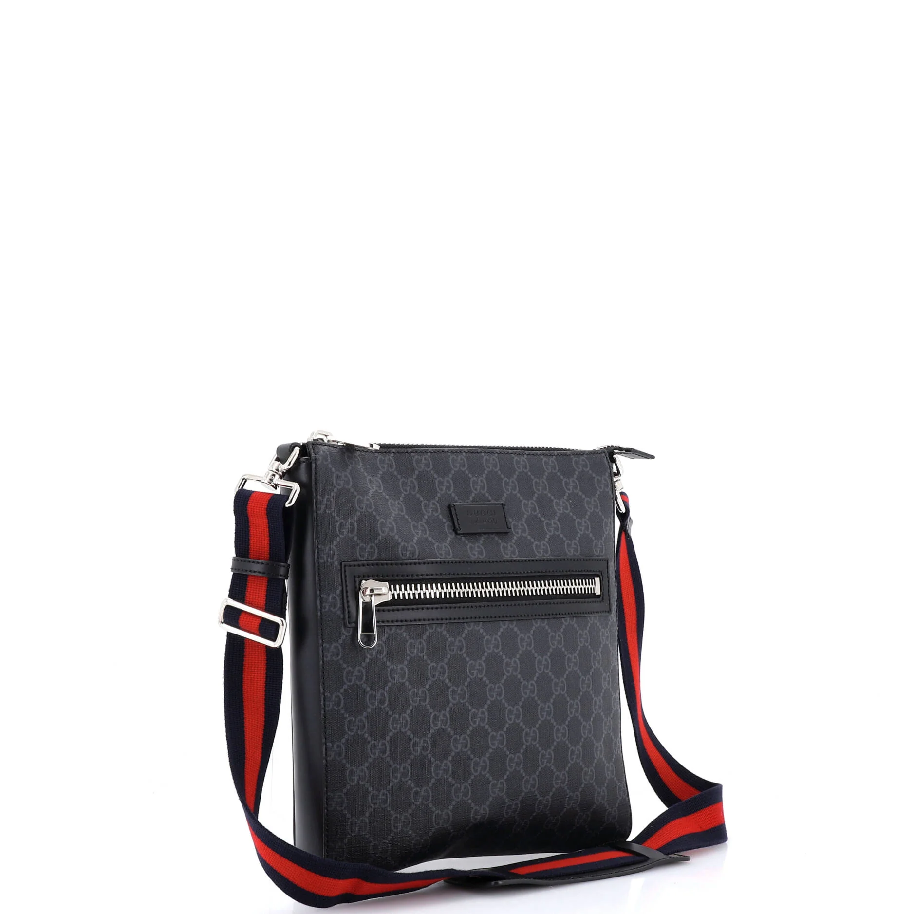 Web Strap Front Zip Messenger Bag GG Coated Canvas Medium - Image 2