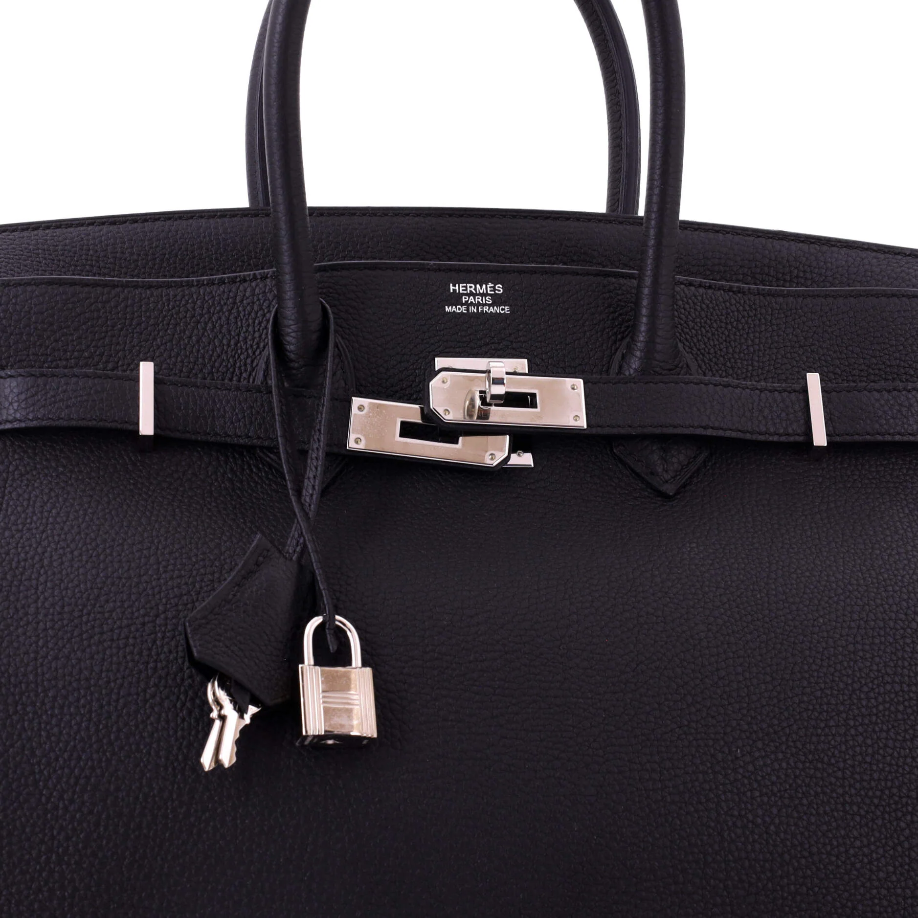 Birkin Handbag Noir Togo with Palladium Hardware 35 - Image 7