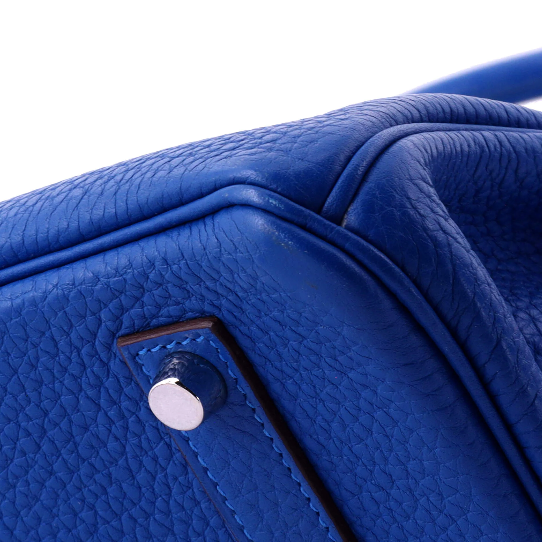 Birkin Handbag Mykonos Clemence with Palladium Hardware 35 - Image 8