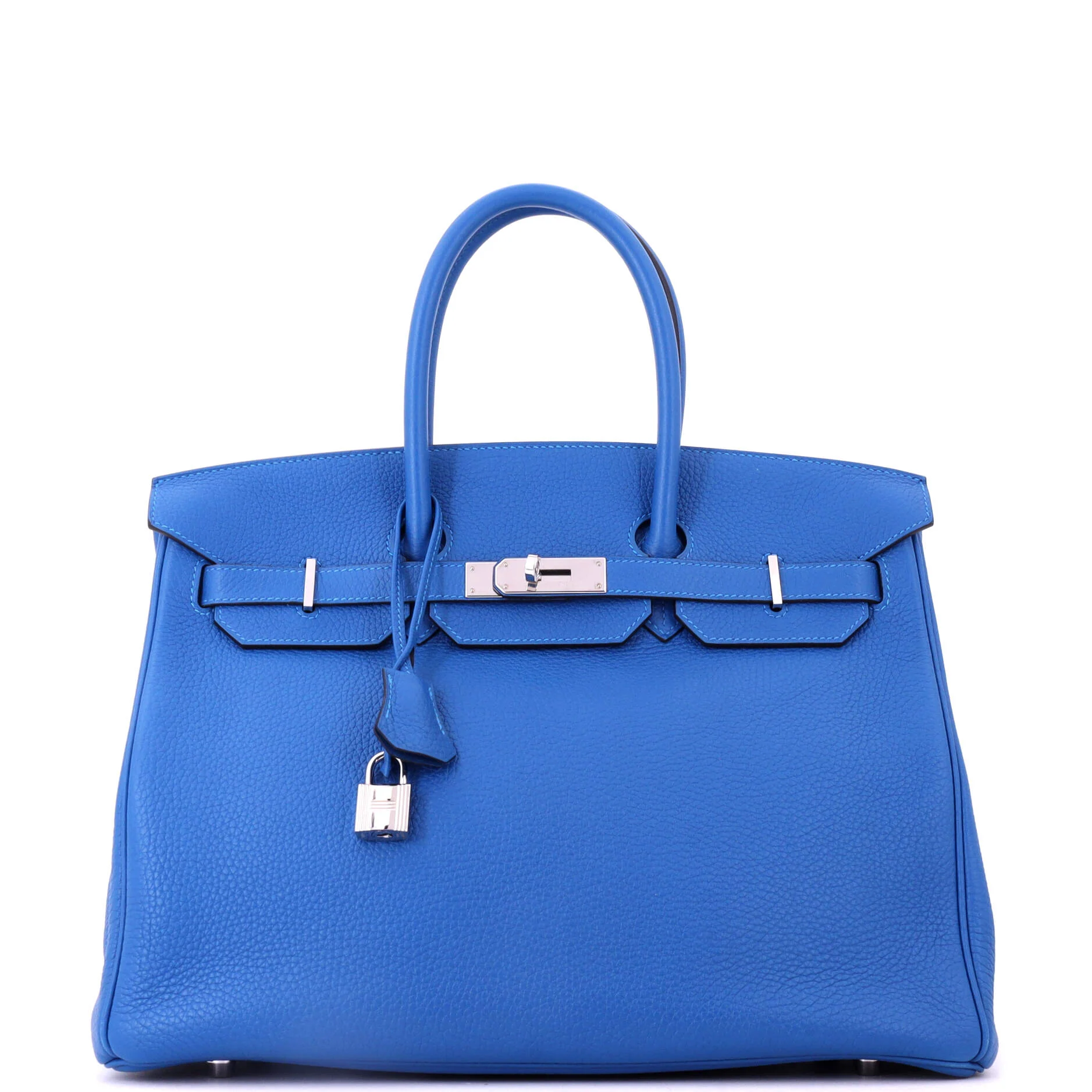 Birkin Handbag Mykonos Clemence with Palladium Hardware 35