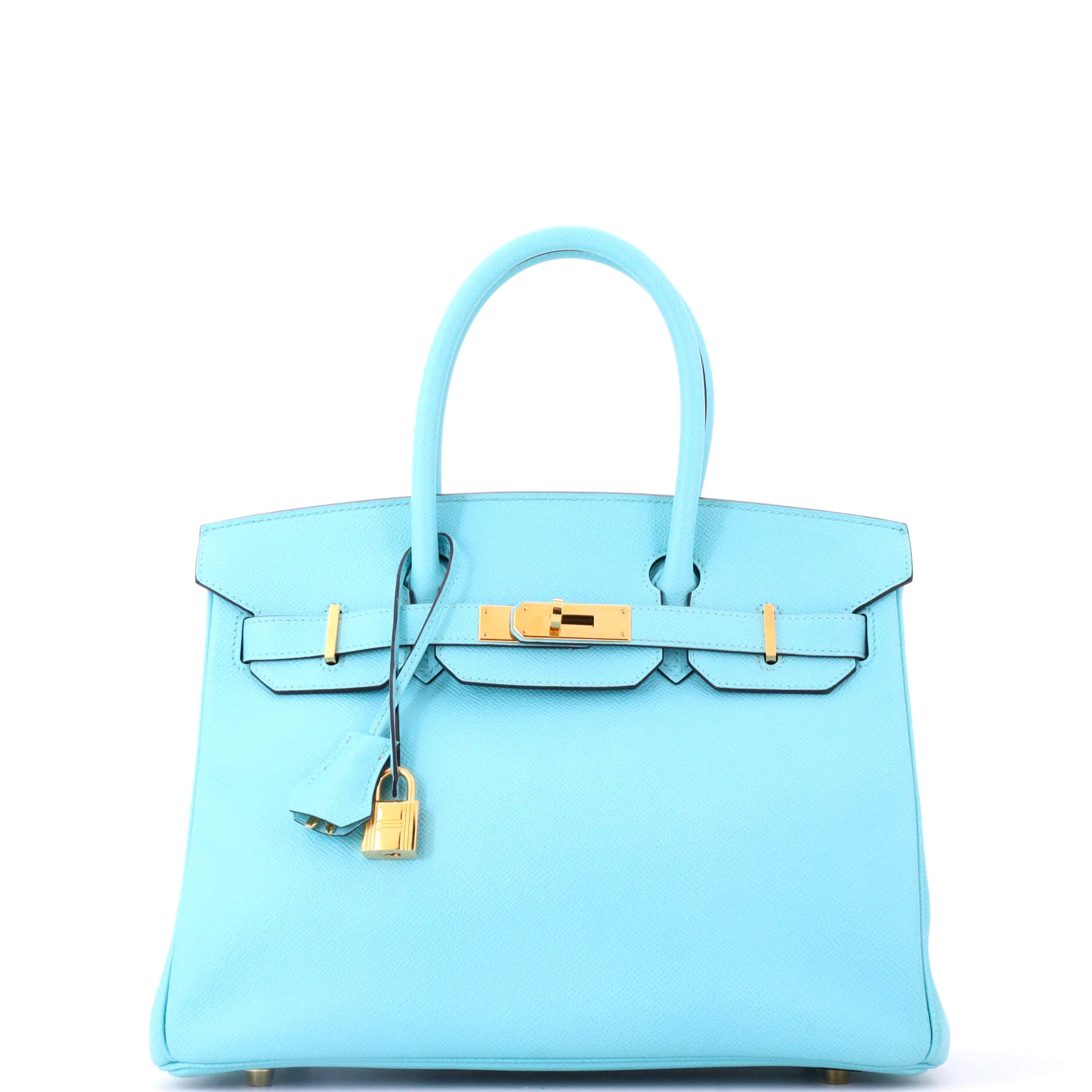 Birkin Handbag Bleu Atoll Epsom with Gold Hardware 30