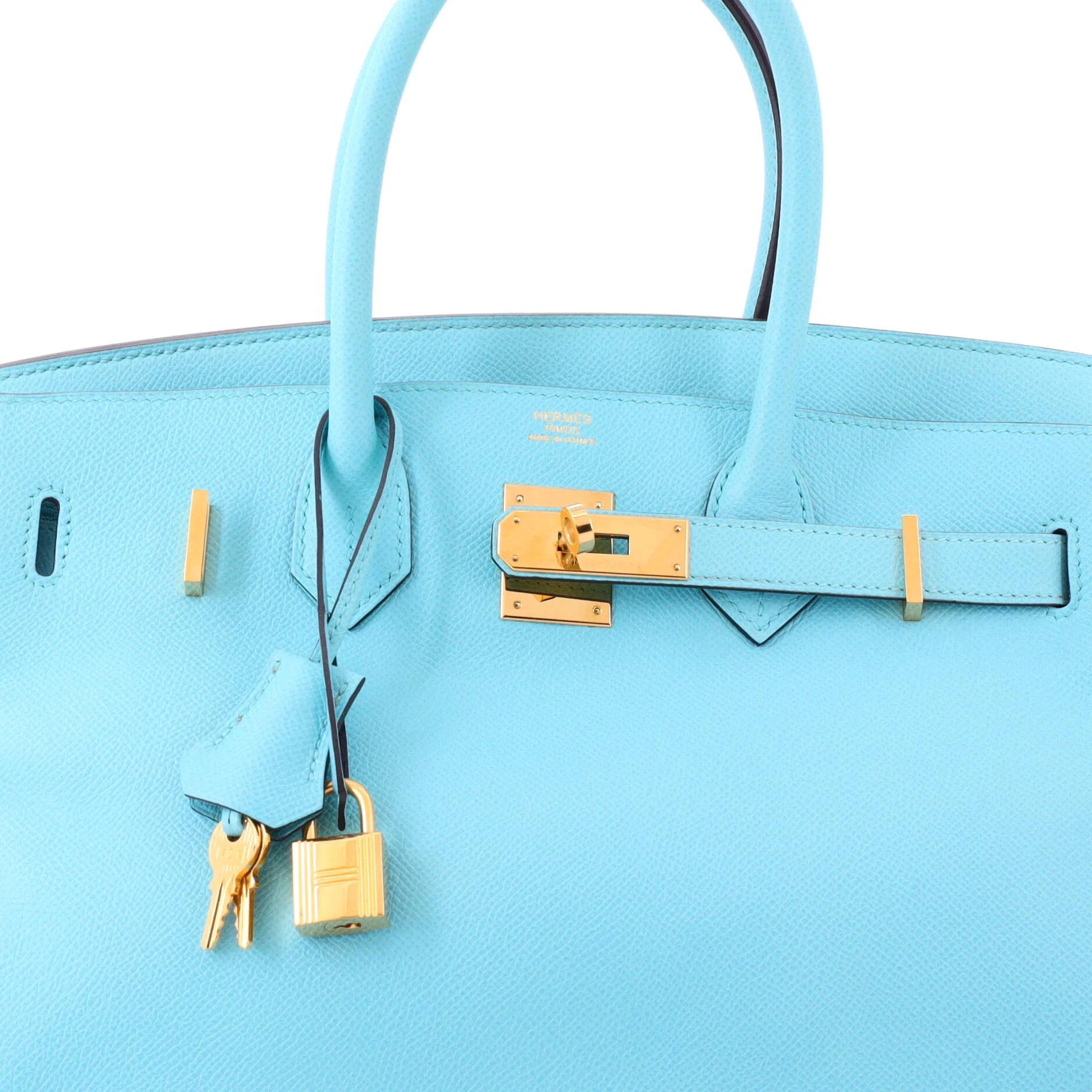 Birkin Handbag Bleu Atoll Epsom with Gold Hardware 30 - Image 6