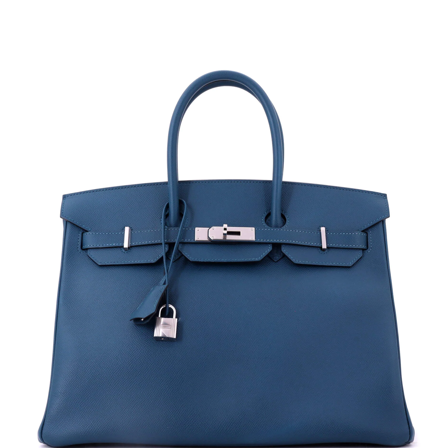Birkin Handbag Bleu Tempete Epsom with Palladium Hardware 35