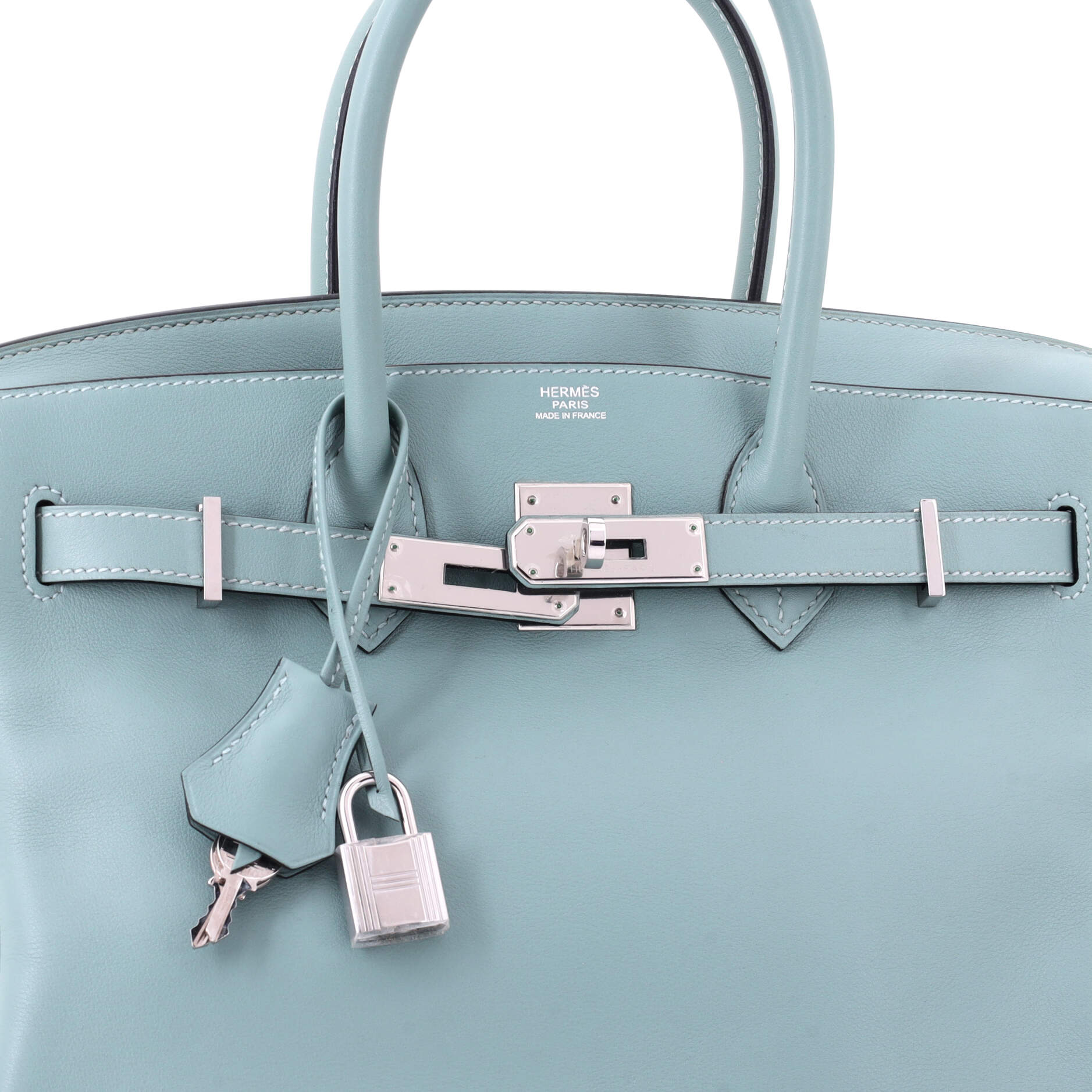 Birkin Handbag Ciel Swift with Palladium Hardware 30 - Image 7