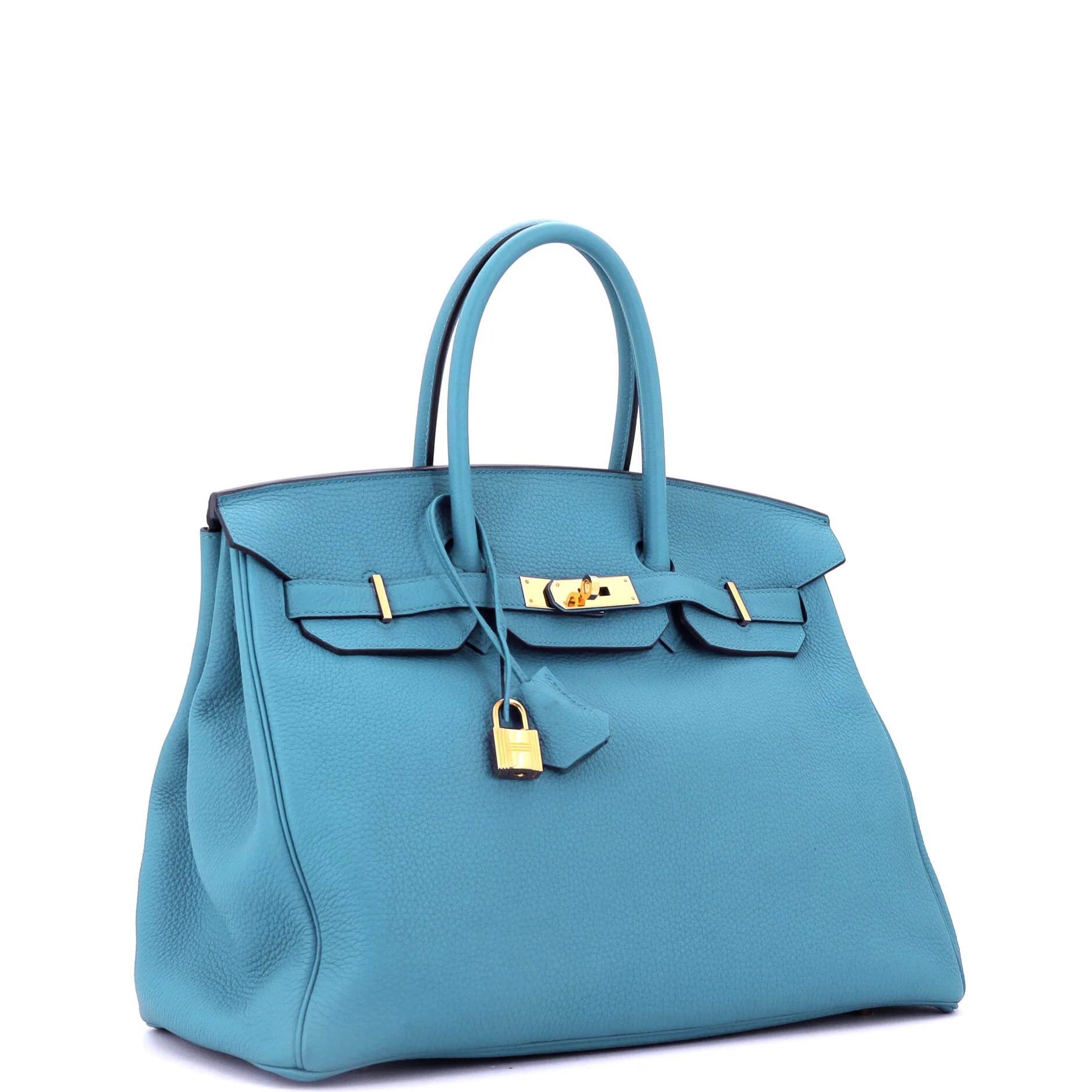 Birkin Handbag Turquoise Togo with Gold Hardware 35 - Image 3
