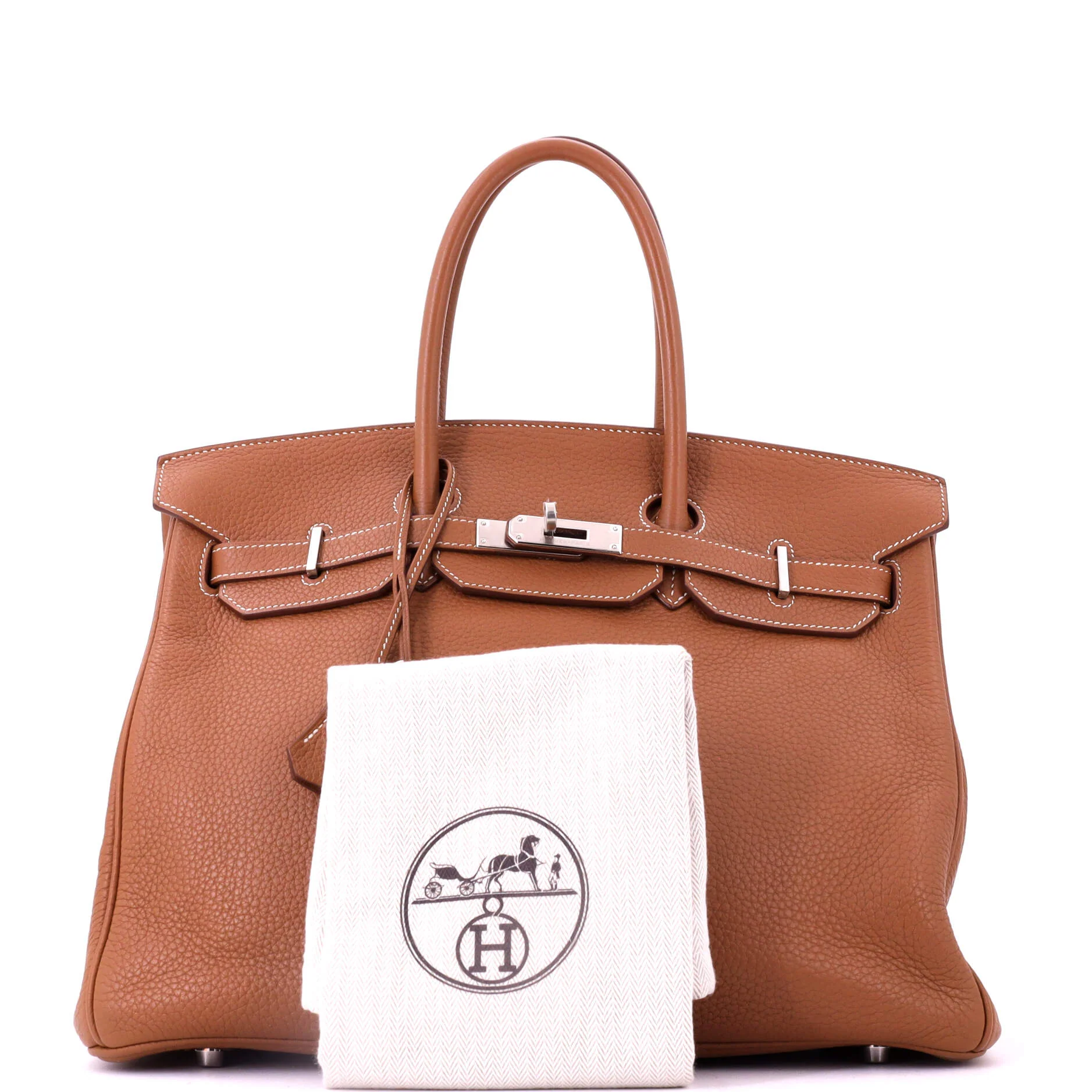 Birkin Handbag Gold Clemence with Palladium Hardware 35 - Image 2