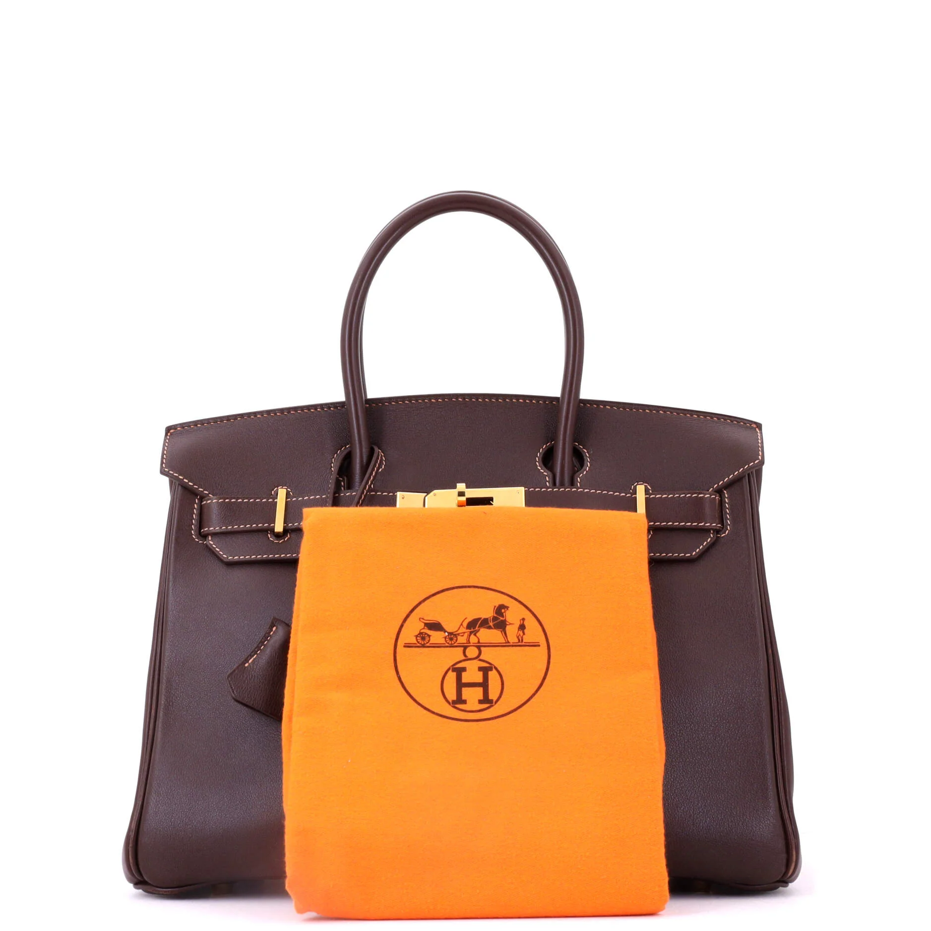 Birkin Handbag Havane Evercalf with Gold Hardware 30 - Image 2