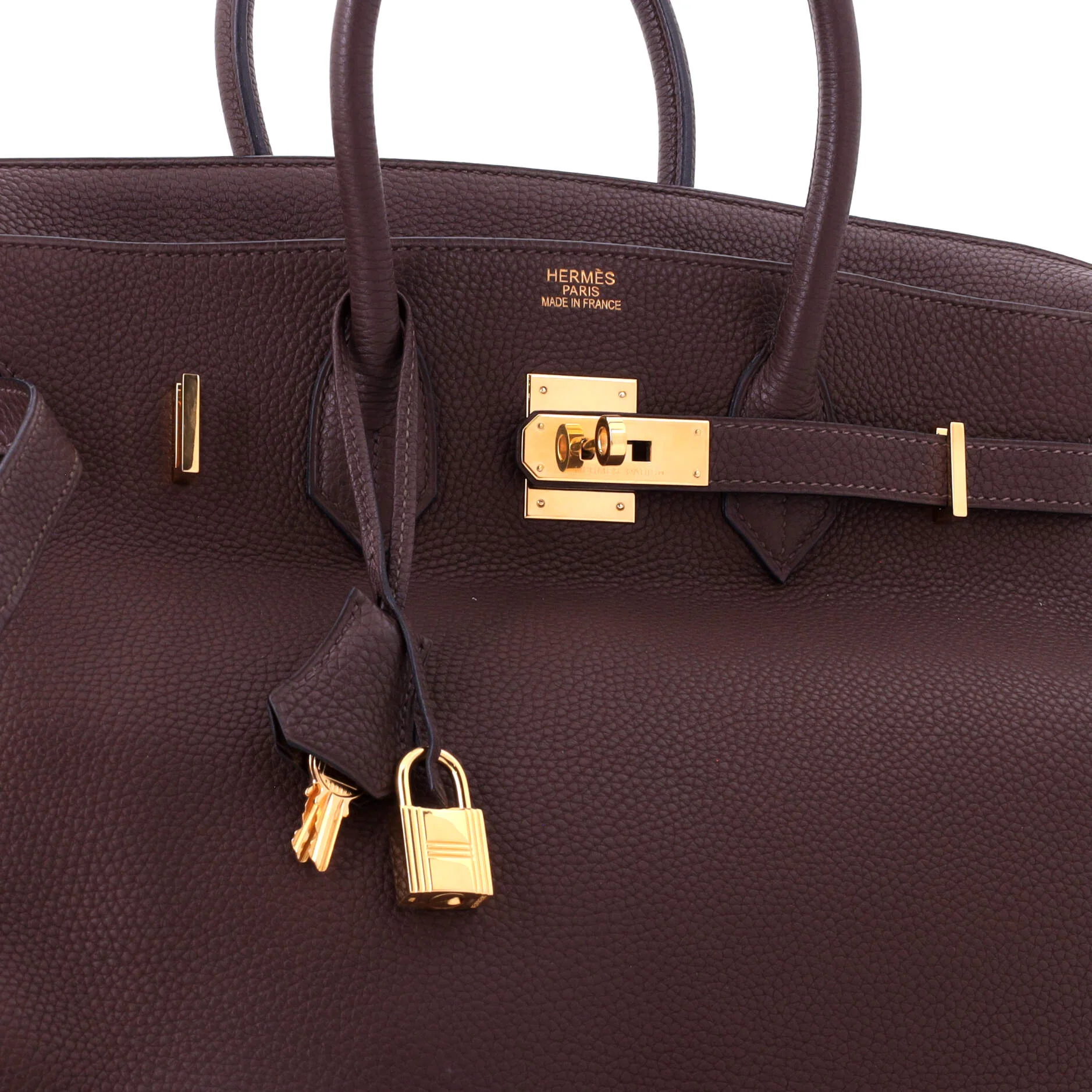 Birkin Handbag Chocolat Togo with Gold Hardware 35 - Image 6