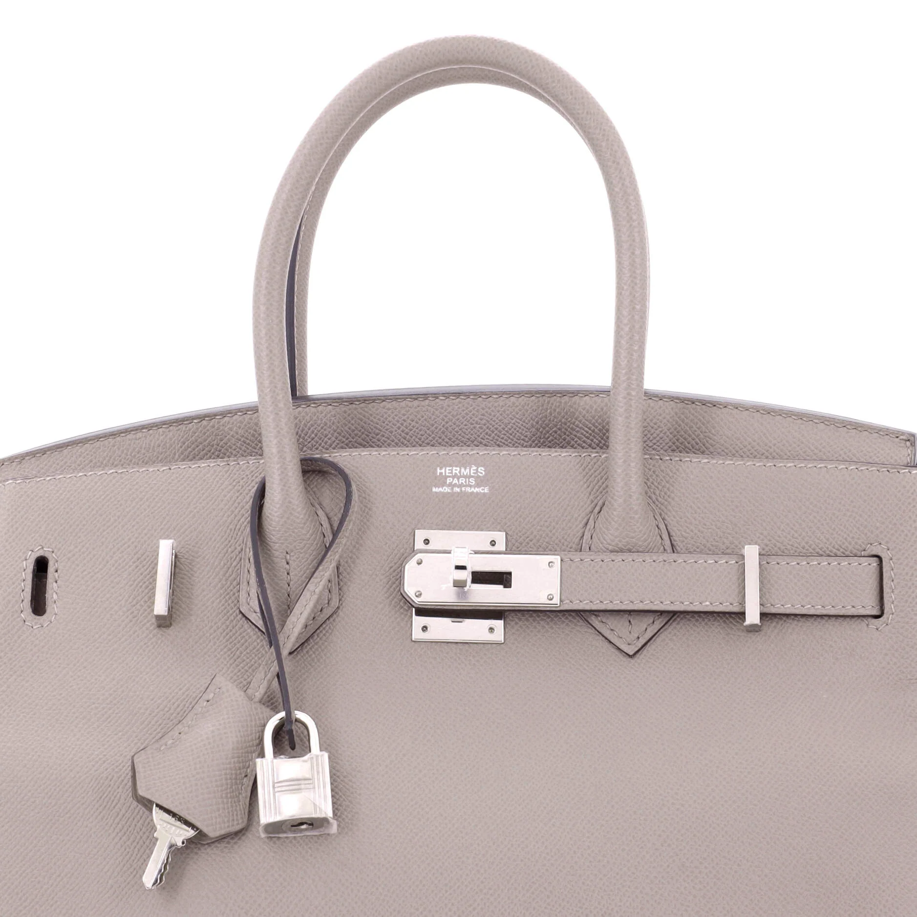 Birkin Handbag Grey Epsom with Palladium Hardware 30 - Image 7