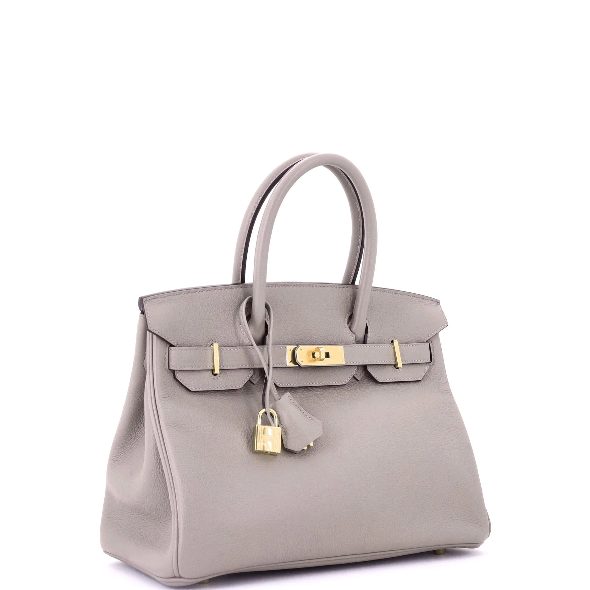 Birkin Handbag Grey Novillo with Gold Hardware 30 - Image 3