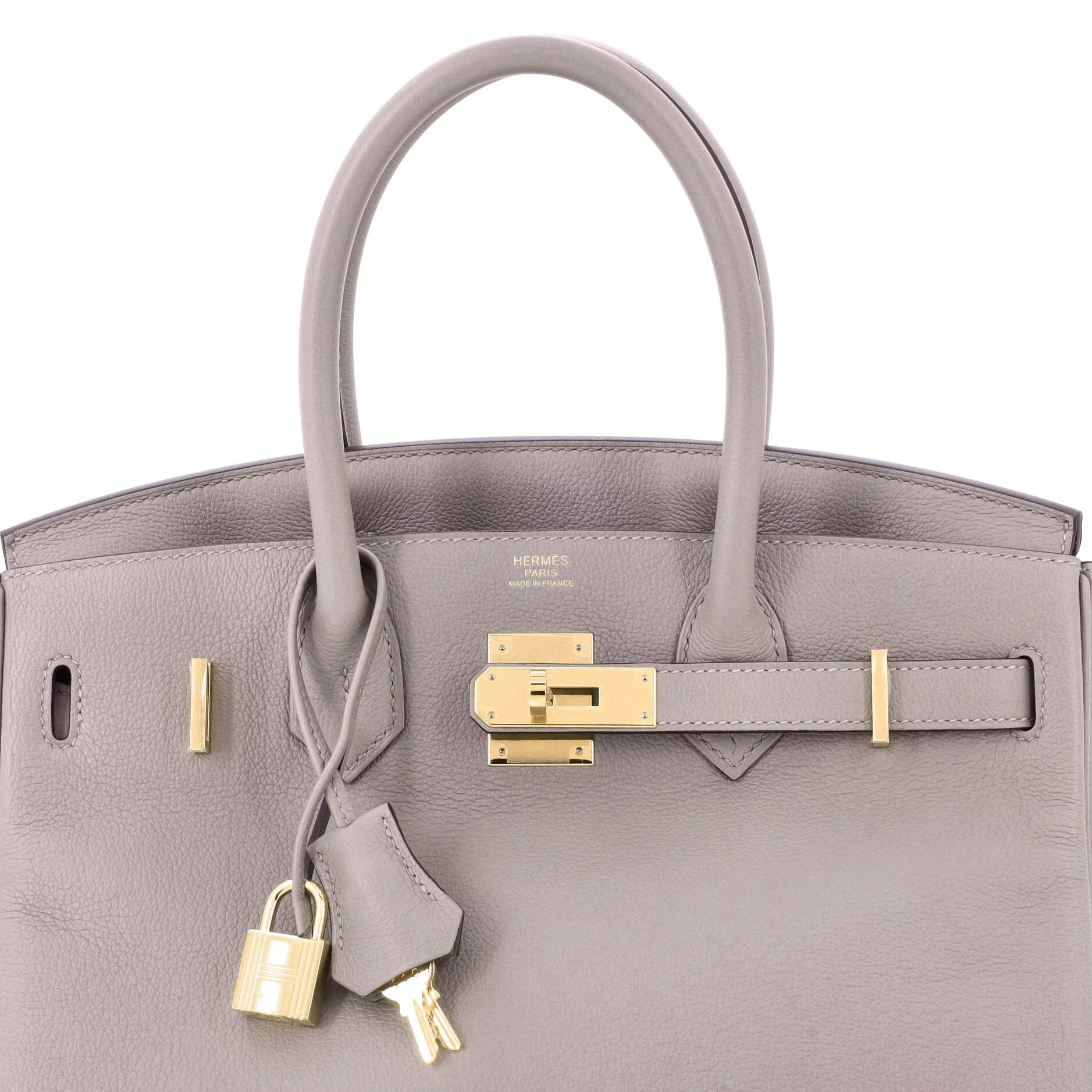 Birkin Handbag Grey Novillo with Gold Hardware 30 - Image 7