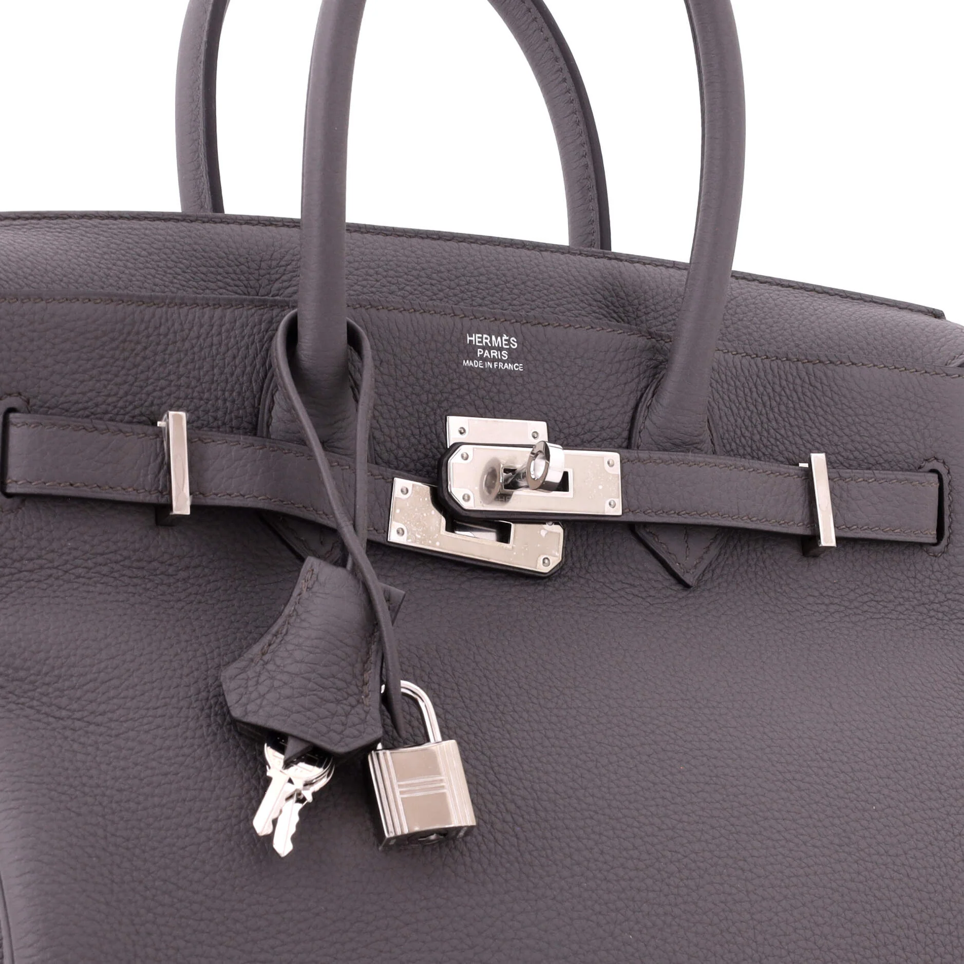 Birkin Handbag Grey Togo with Palladium Hardware 30 - Image 7