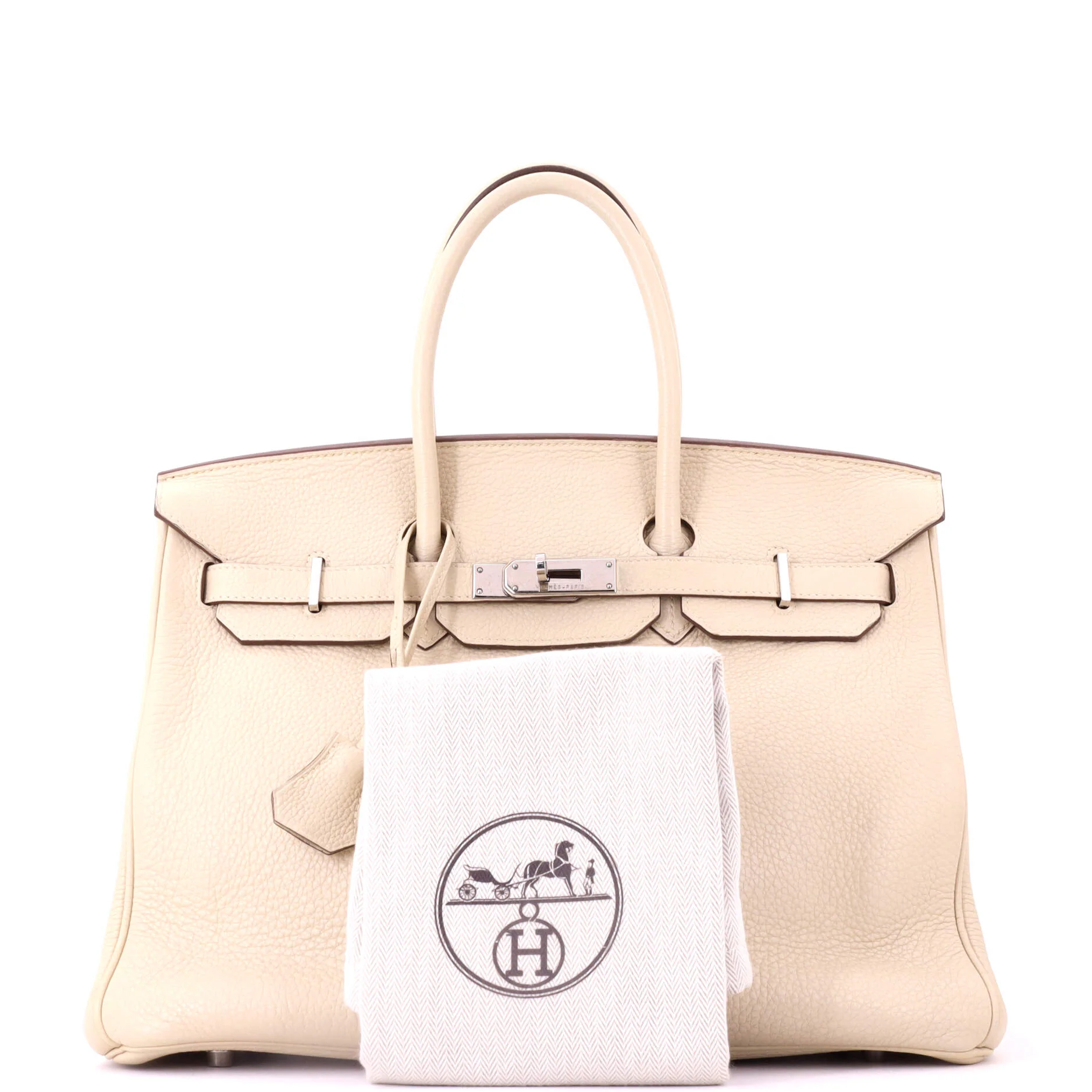Birkin Handbag Light Clemence with Palladium Hardware 35 - Image 2