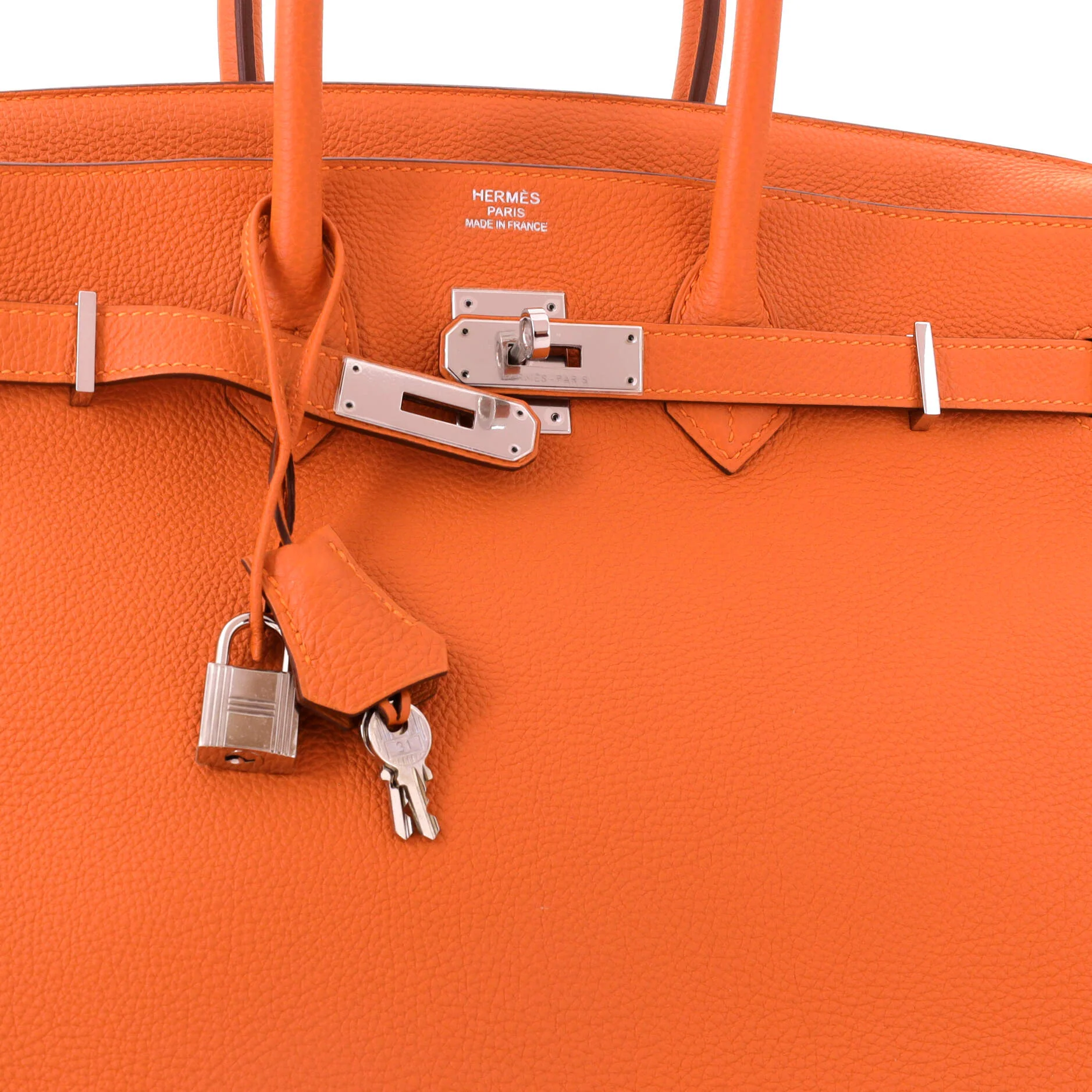 Birkin Handbag Feu Togo with Palladium Hardware 35 - Image 6