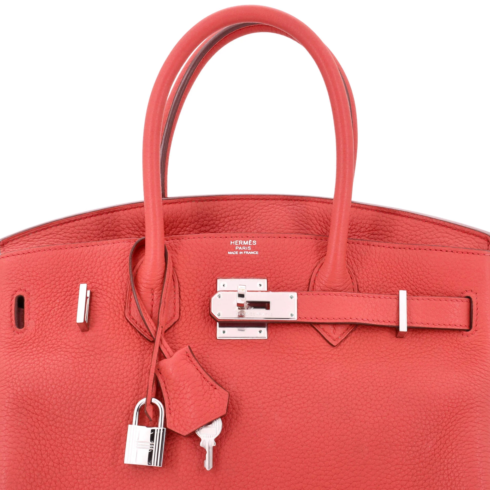 Birkin Handbag Bougainvillier Clemence with Palladium Hardware 30 - Image 7