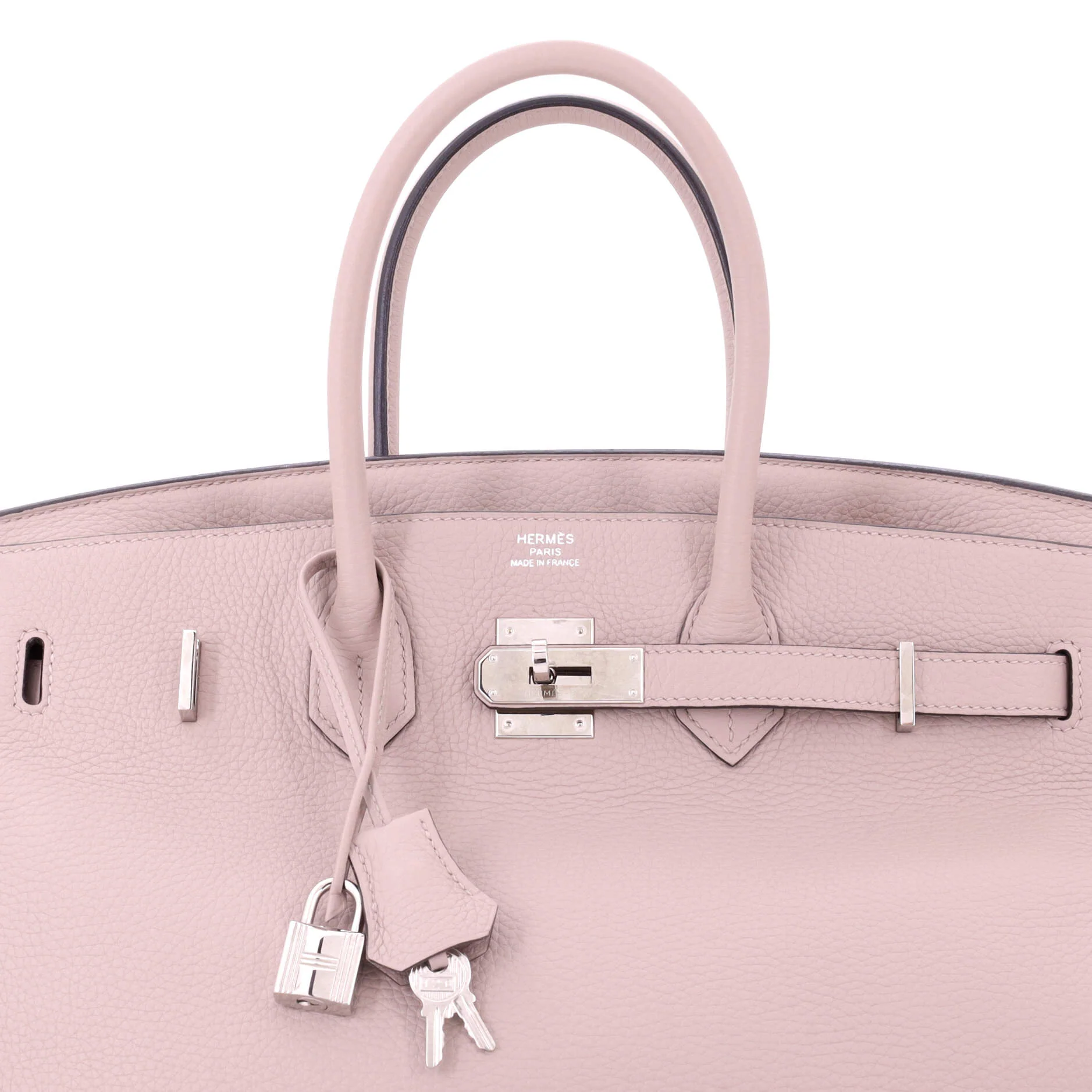 Birkin Handbag Glycine Clemence with Palladium Hardware 35 - Image 7
