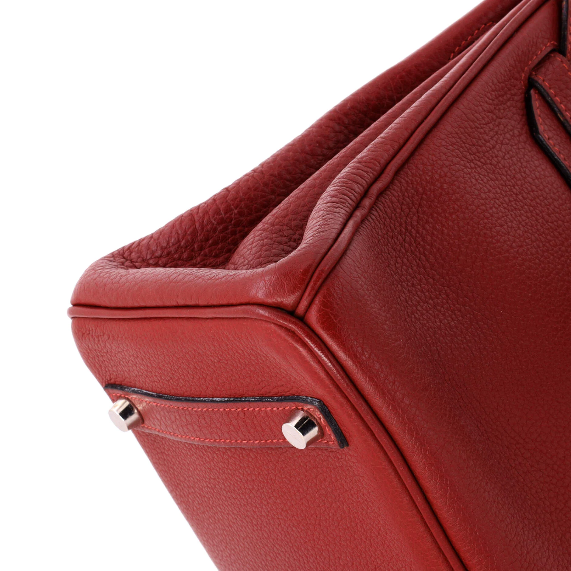 Birkin Handbag Rouge H Clemence with Palladium Hardware 30 - Image 8