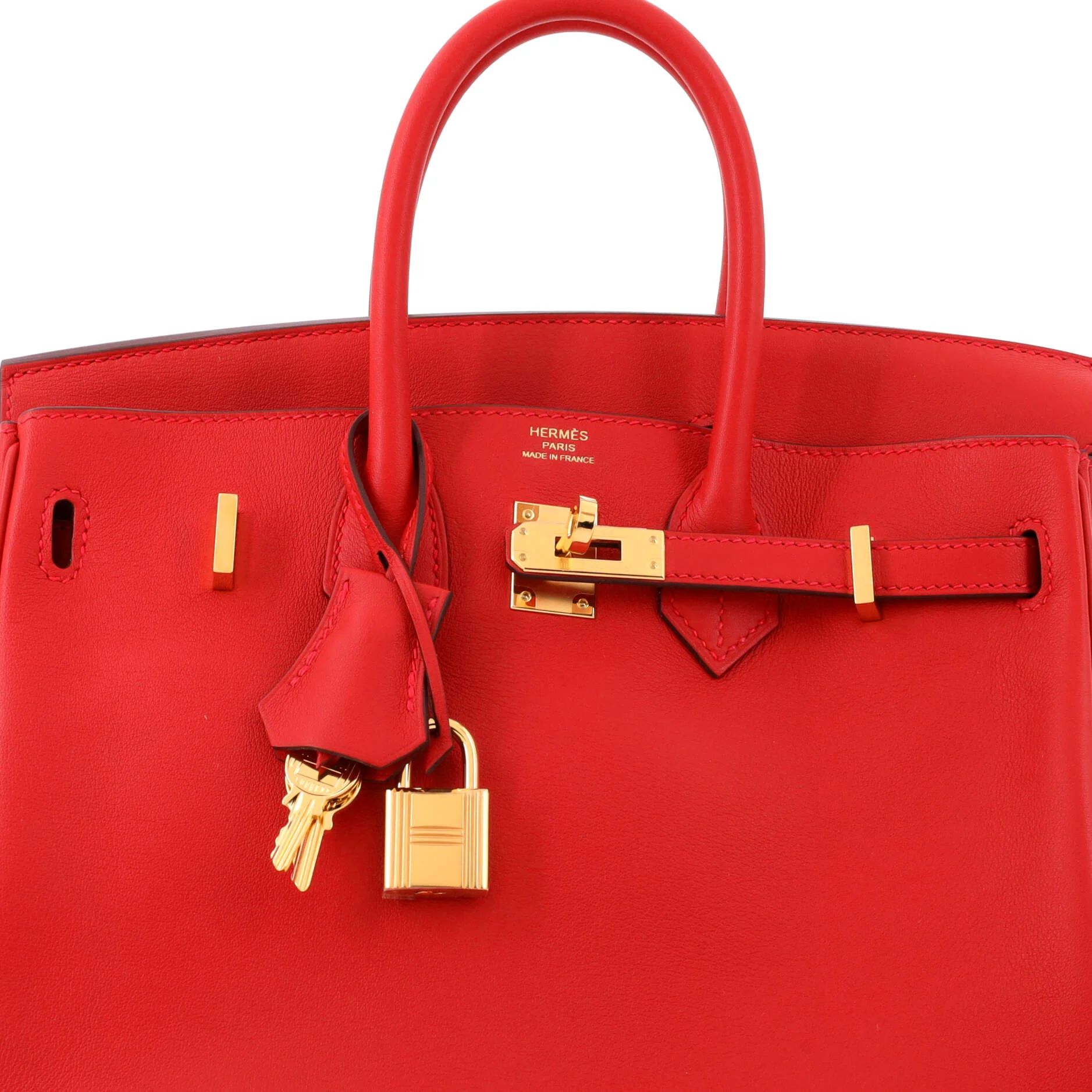 Birkin Handbag Rouge Casaque Swift with Gold Hardware 25 - Image 6