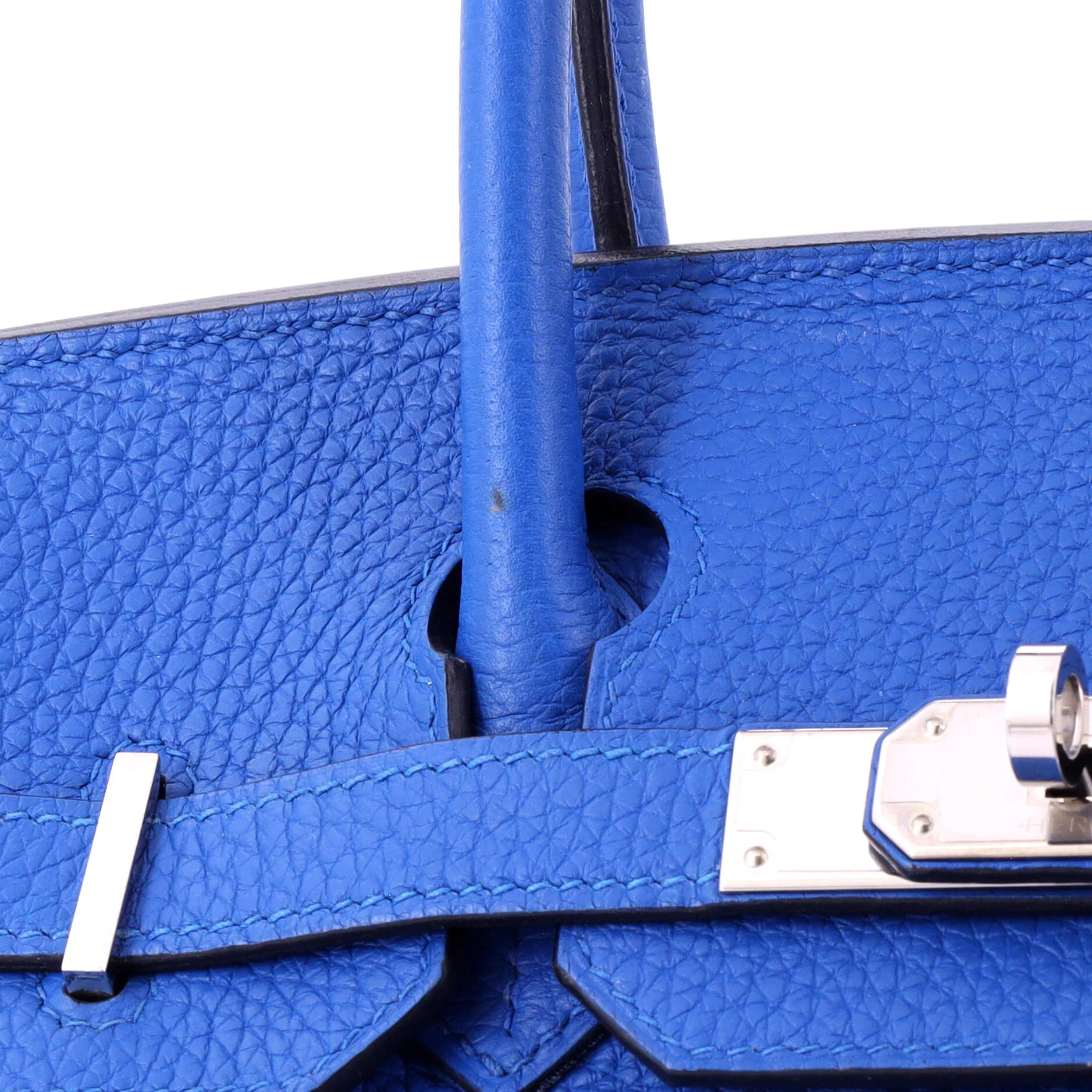 Birkin Handbag Verso Clemence with Palladium Hardware 30 - Image 7
