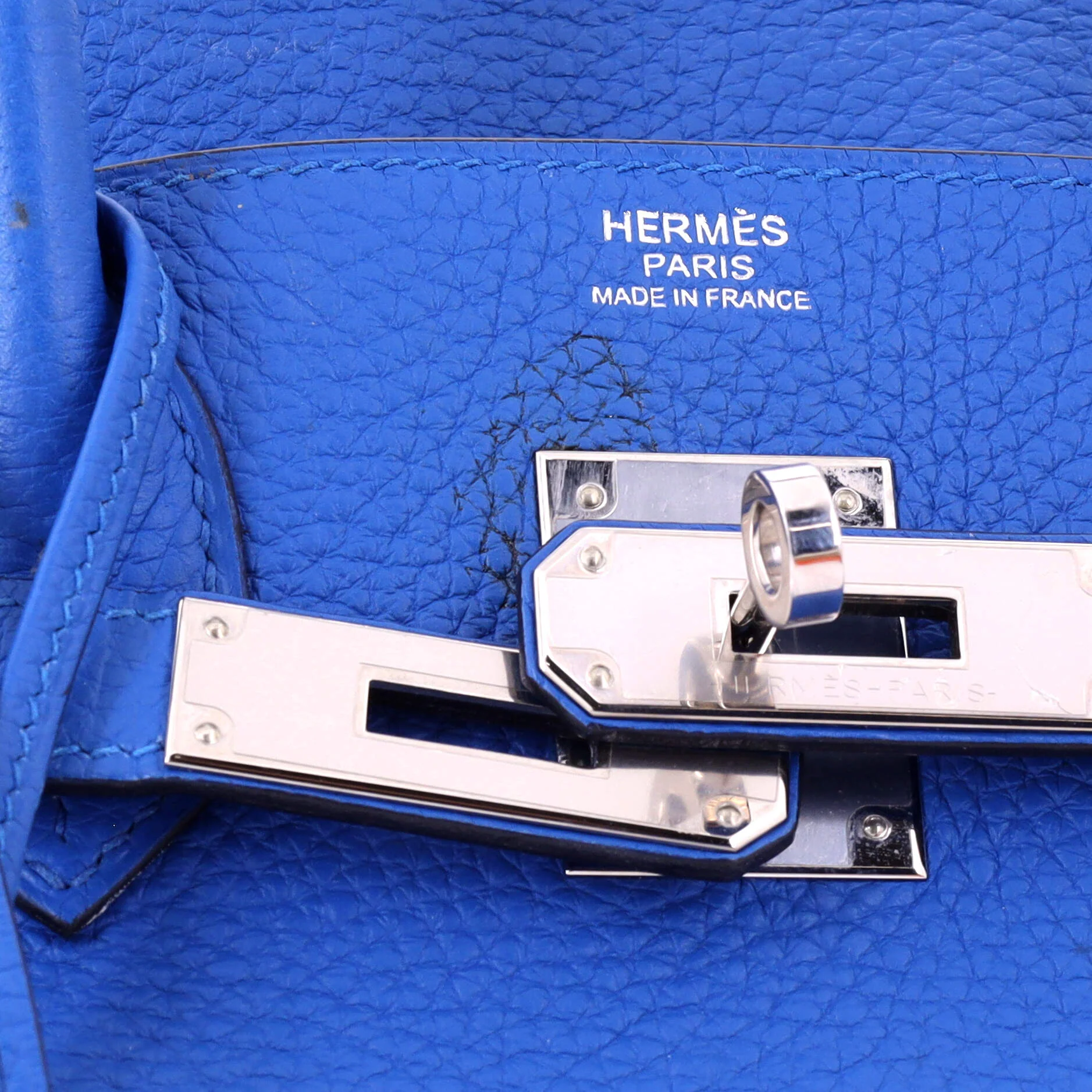 Birkin Handbag Verso Clemence with Palladium Hardware 30 - Image 8