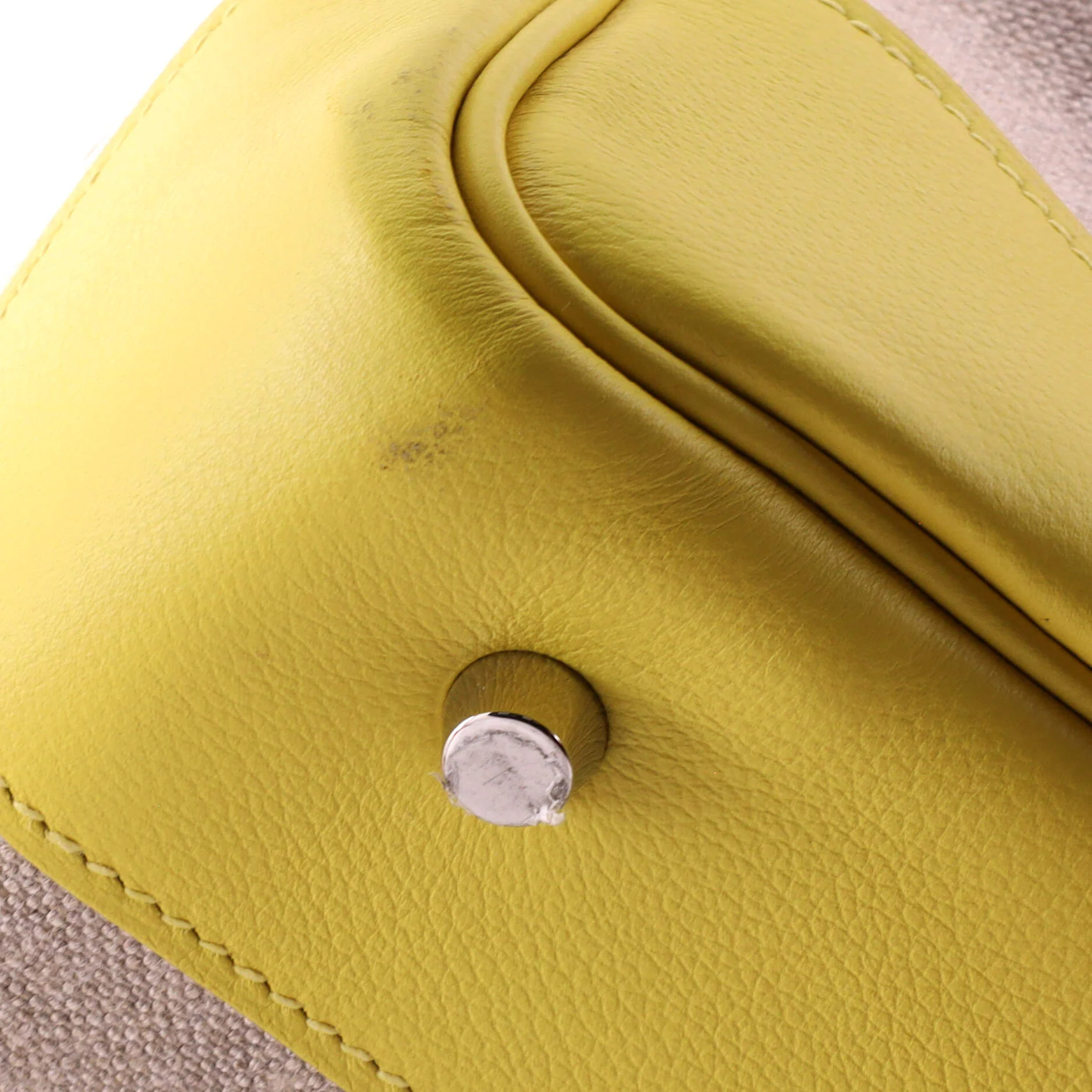 HAC Birkin Bag Toile and Lime Evercolor with Palladium Hardware 50 - Image 7