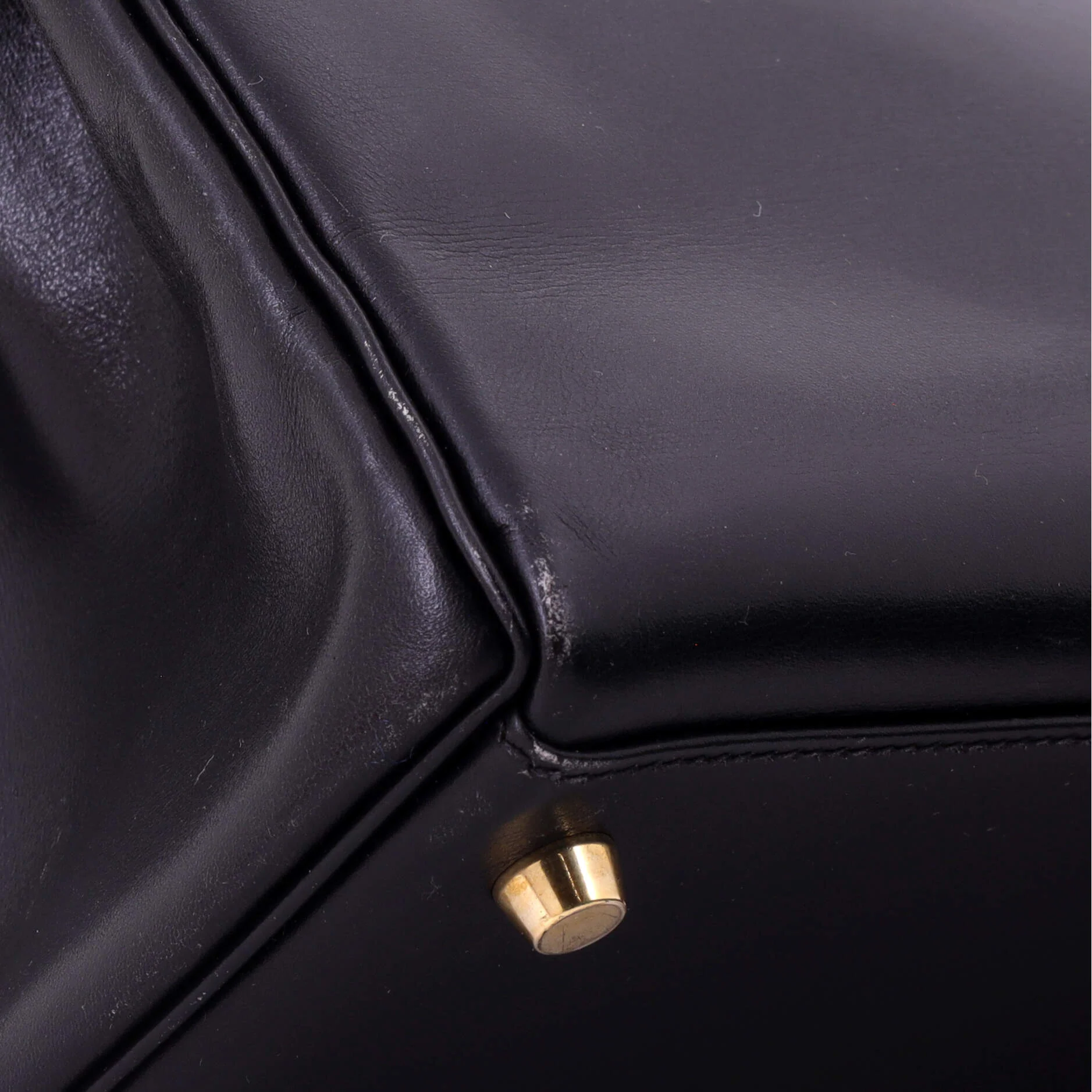 Kelly Handbag Noir Box Calf with Gold Hardware 28 - Image 7