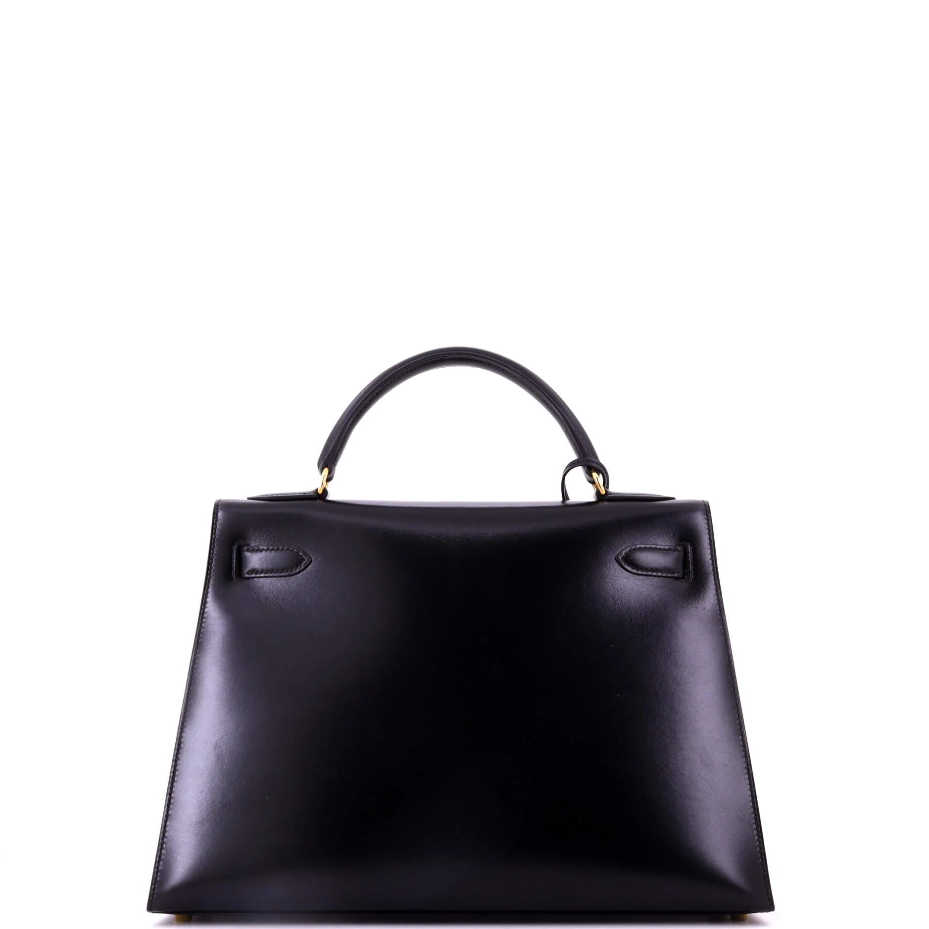 Kelly Handbag Noir Box Calf with Gold Hardware 32 - Image 4