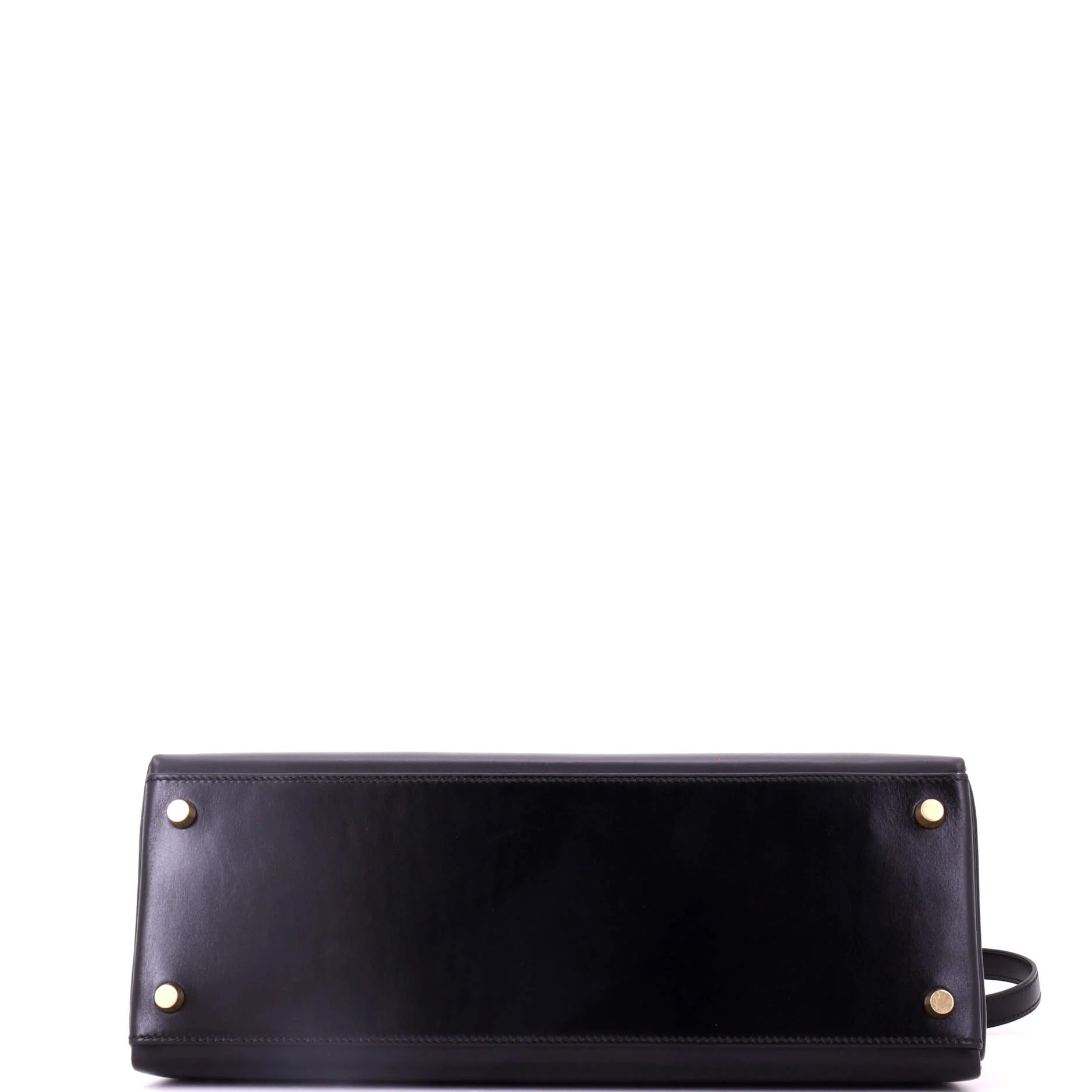 Kelly Handbag Noir Box Calf with Gold Hardware 32 - Image 5