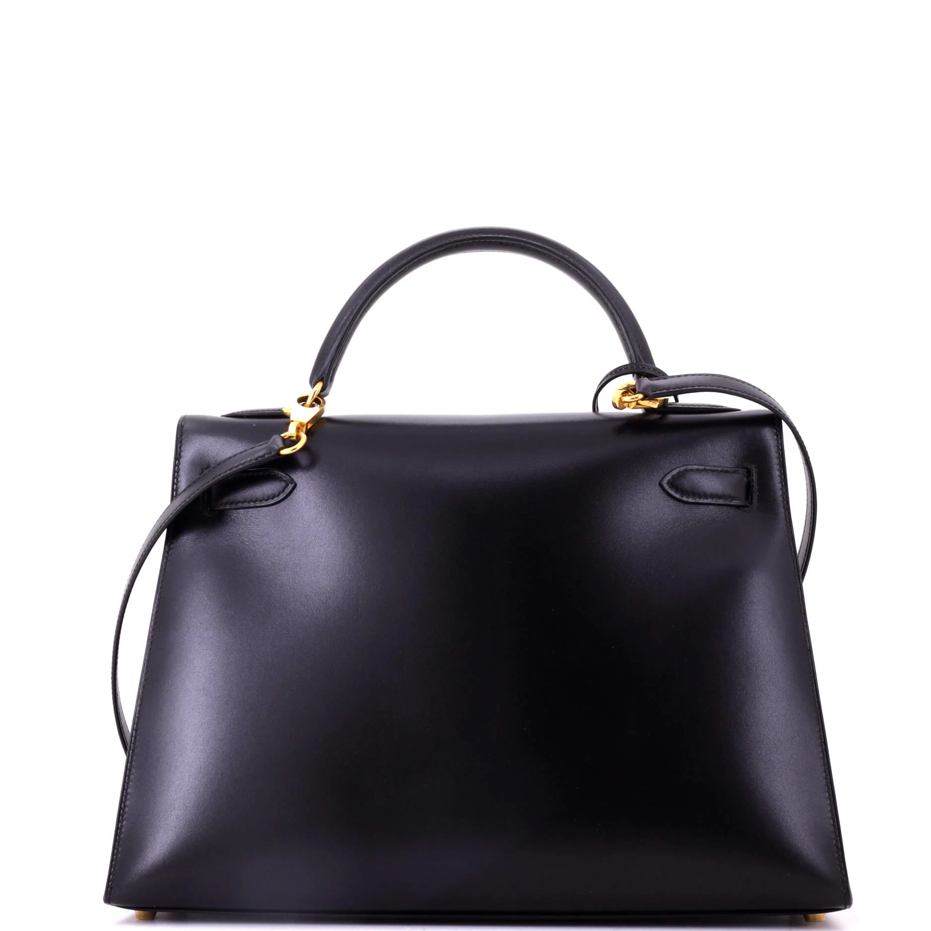Kelly Handbag Noir Box Calf with Gold Hardware 32 - Image 4