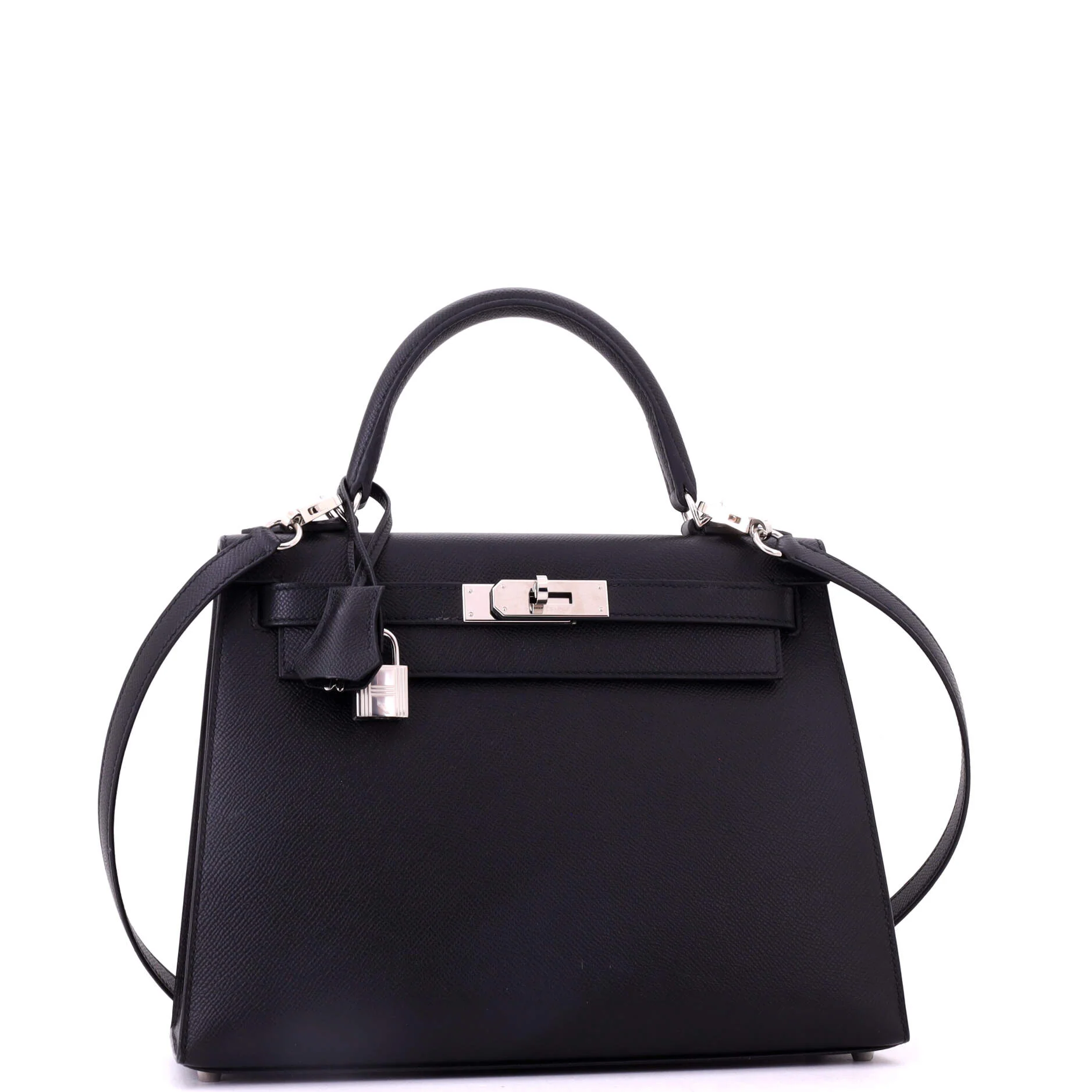 Kelly Handbag Noir Epsom with Palladium Hardware 28 - Image 3