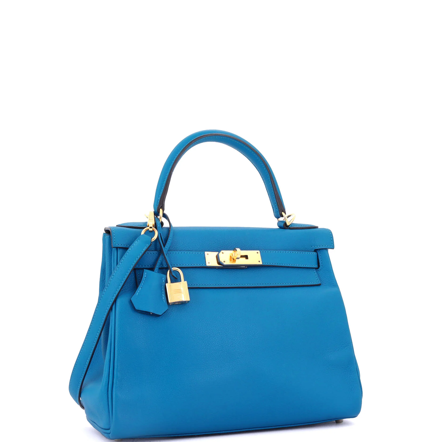 Kelly Handbag Bleu Zanzibar Evercolor with Gold Hardware 28 - Image 2