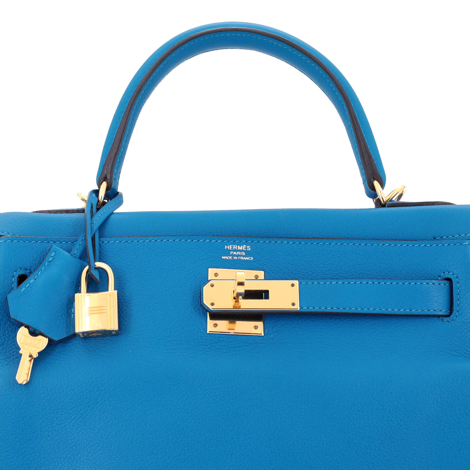 Kelly Handbag Bleu Zanzibar Evercolor with Gold Hardware 28 - Image 6