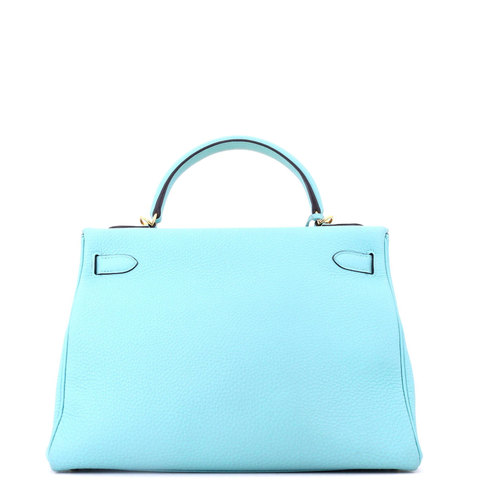 Kelly Handbag Bleu Atoll Togo with Gold Hardware 32 - Image 4