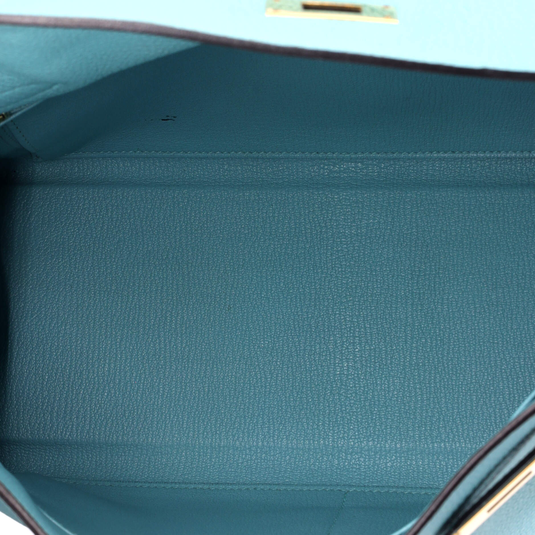 Kelly Handbag Bleu Atoll Togo with Gold Hardware 32 - Image 6