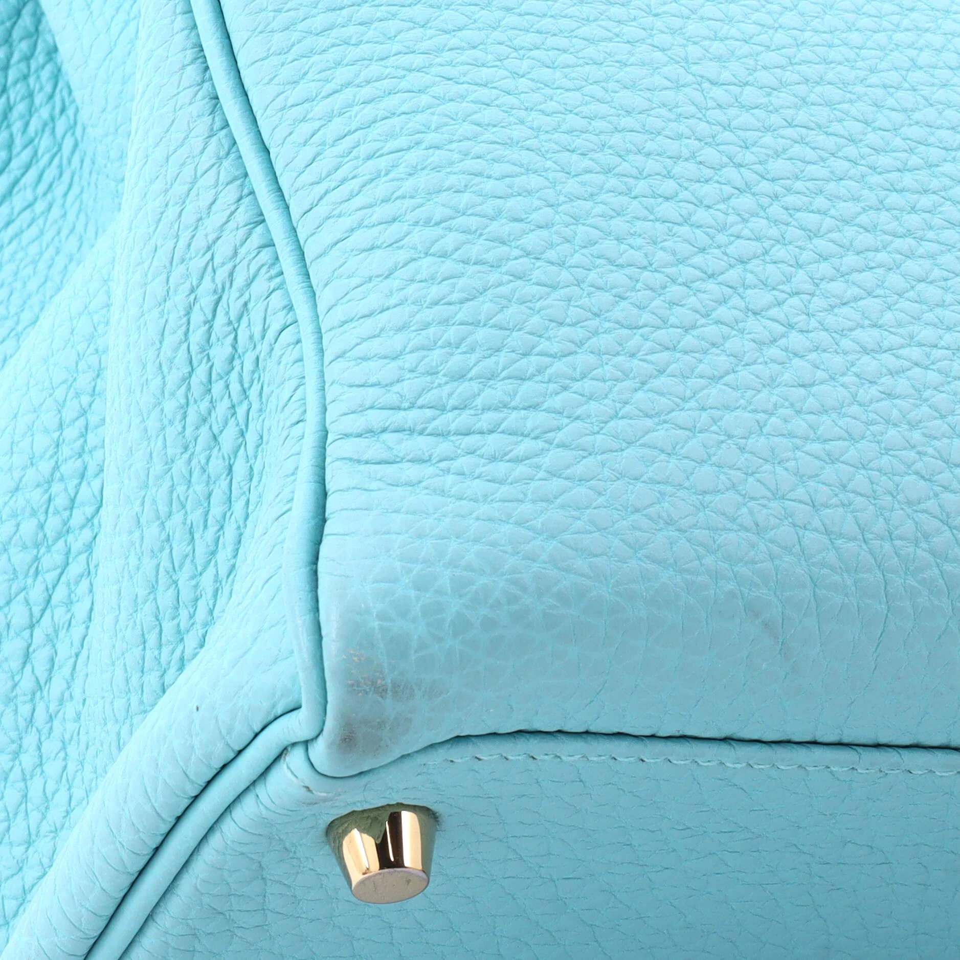 Kelly Handbag Bleu Atoll Togo with Gold Hardware 32 - Image 8