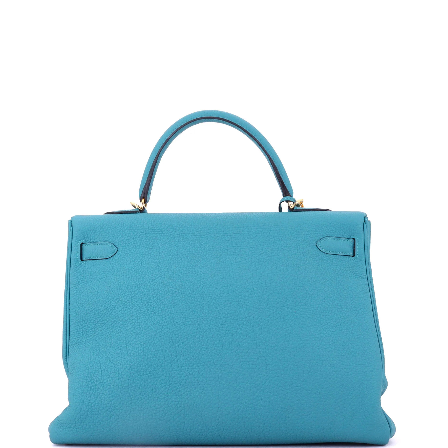 Kelly Handbag Turquoise Togo with Gold Hardware 35 - Image 4
