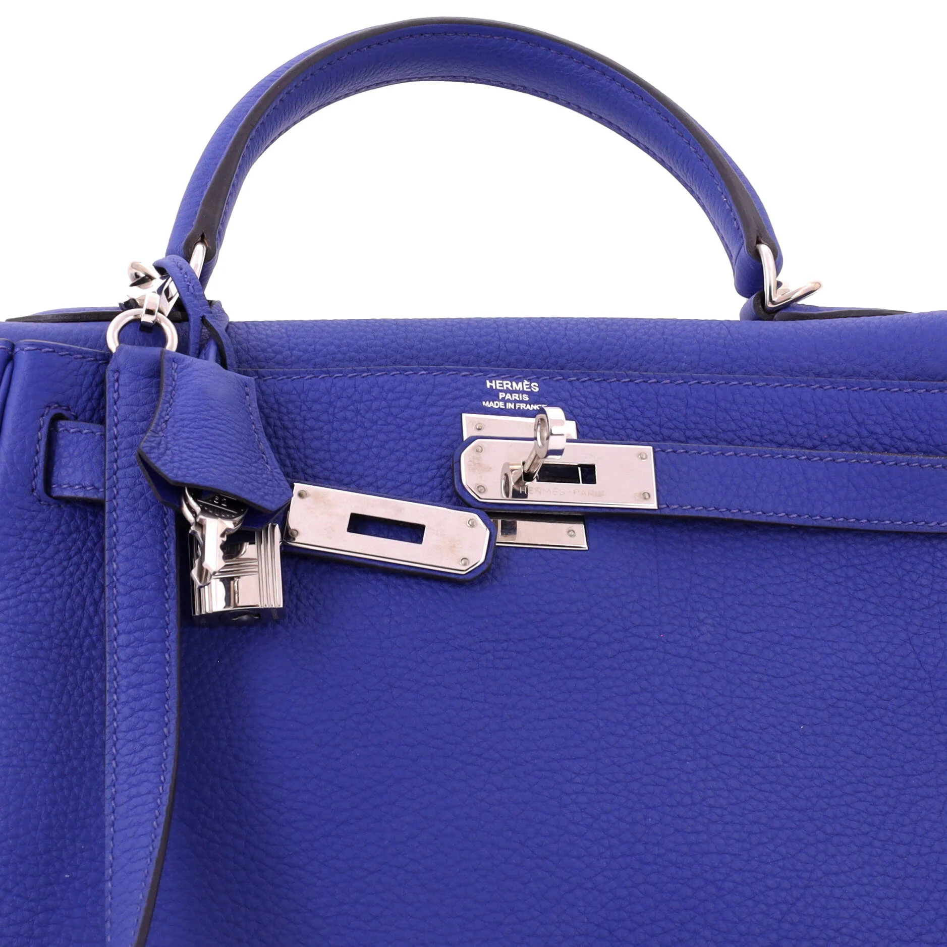 Kelly Handbag Bleu Electrique Togo with Palladium Hardware 28 - Image 7