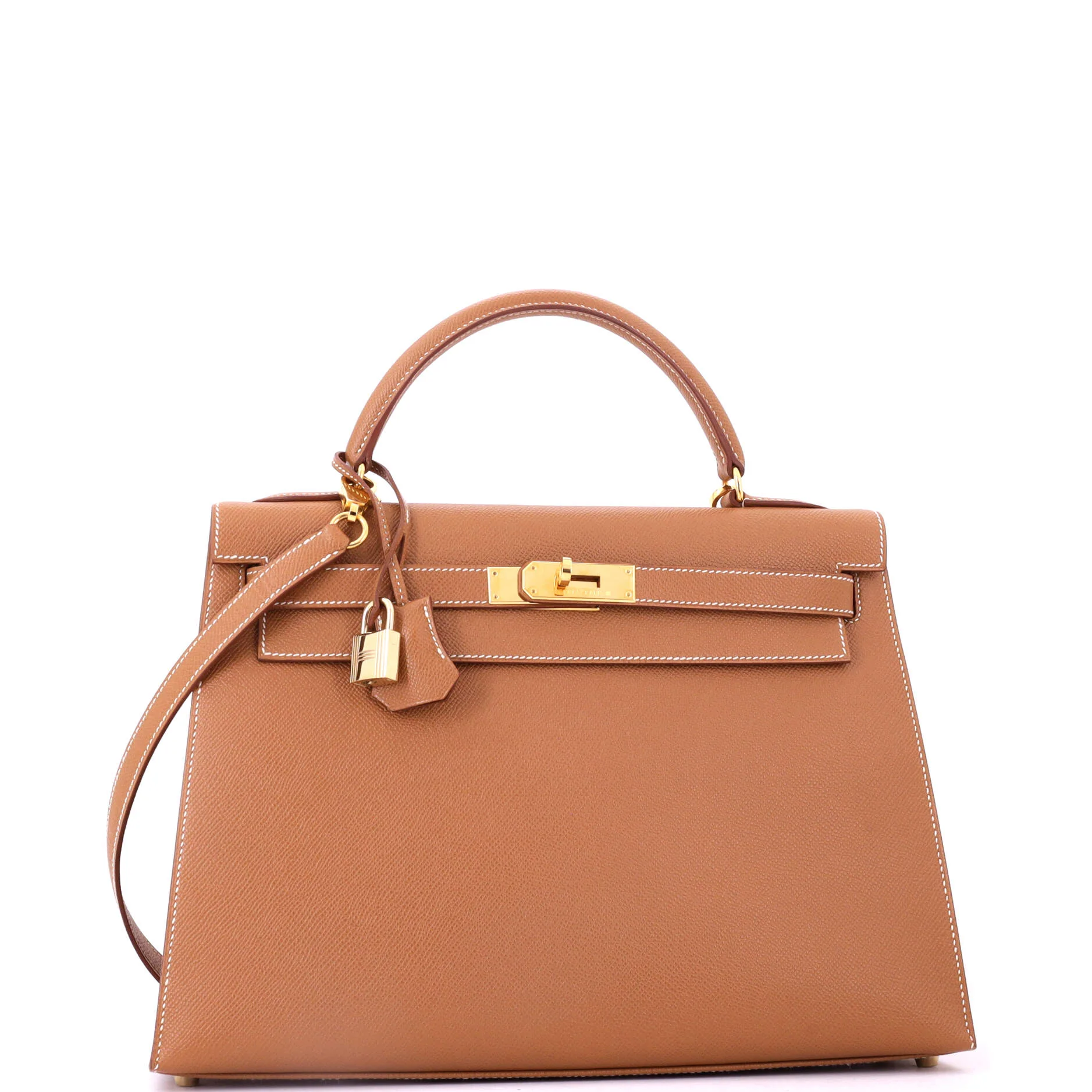 Kelly Handbag Gold Courchevel with Gold Hardware 32 - Image 3