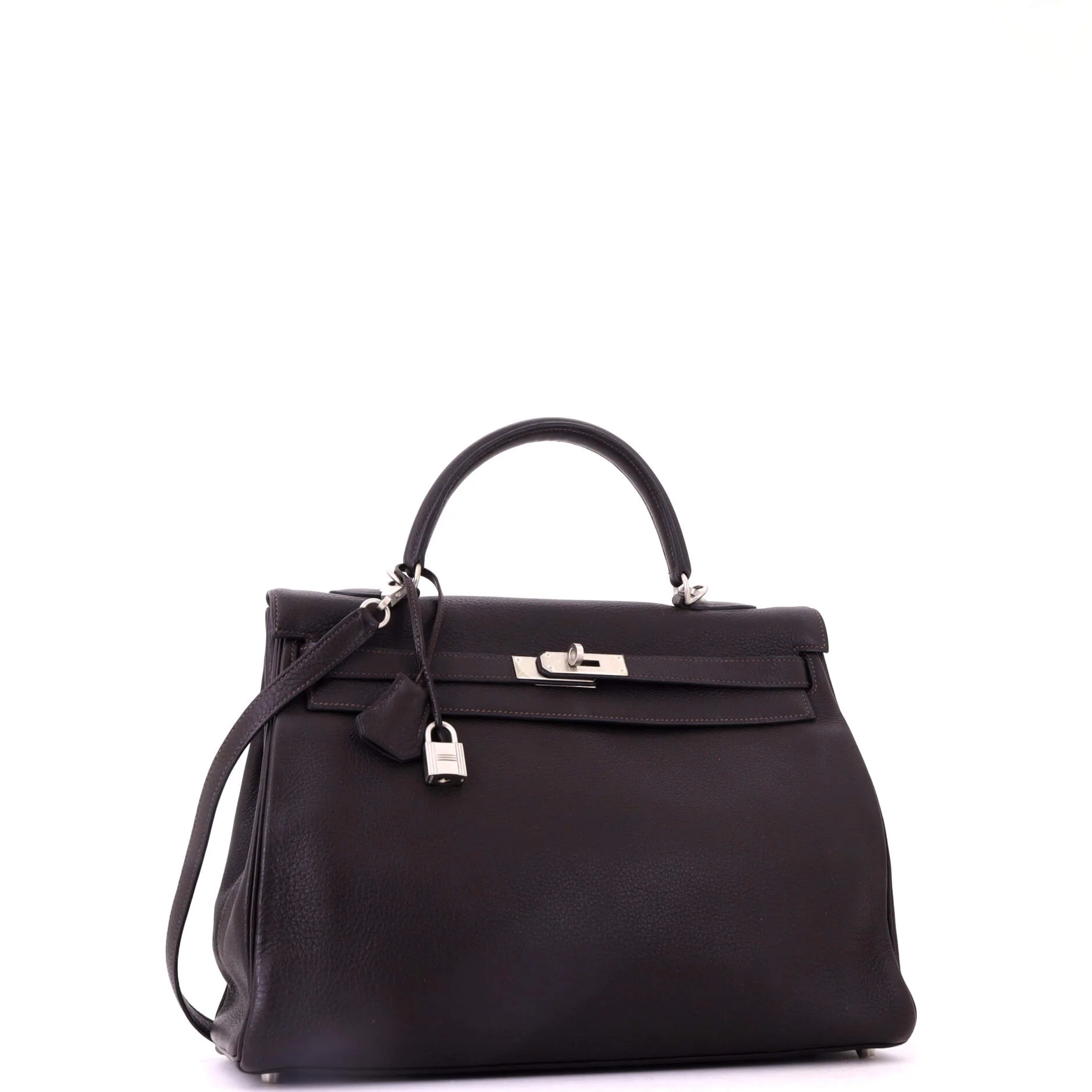 Kelly Handbag Havane Togo with Brushed Palladium Hardware 35 - Image 3