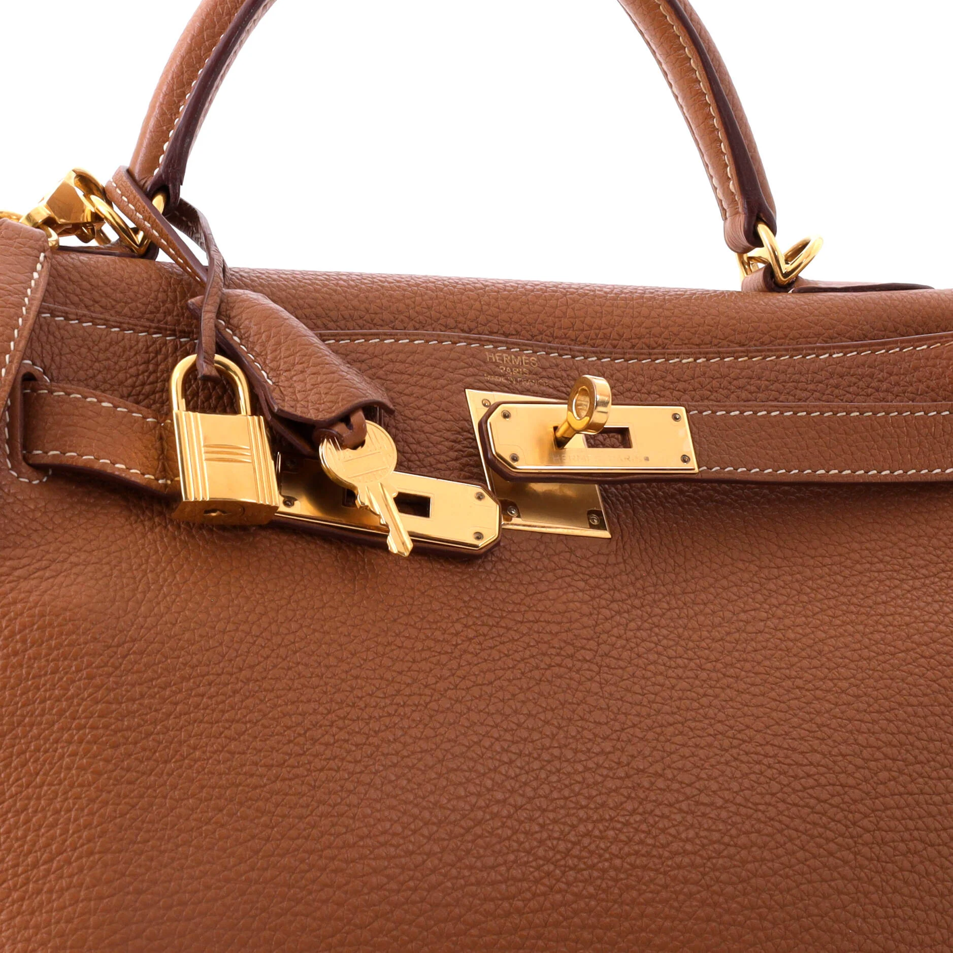 Kelly Handbag Gold Togo with Gold Hardware 28 - Image 6