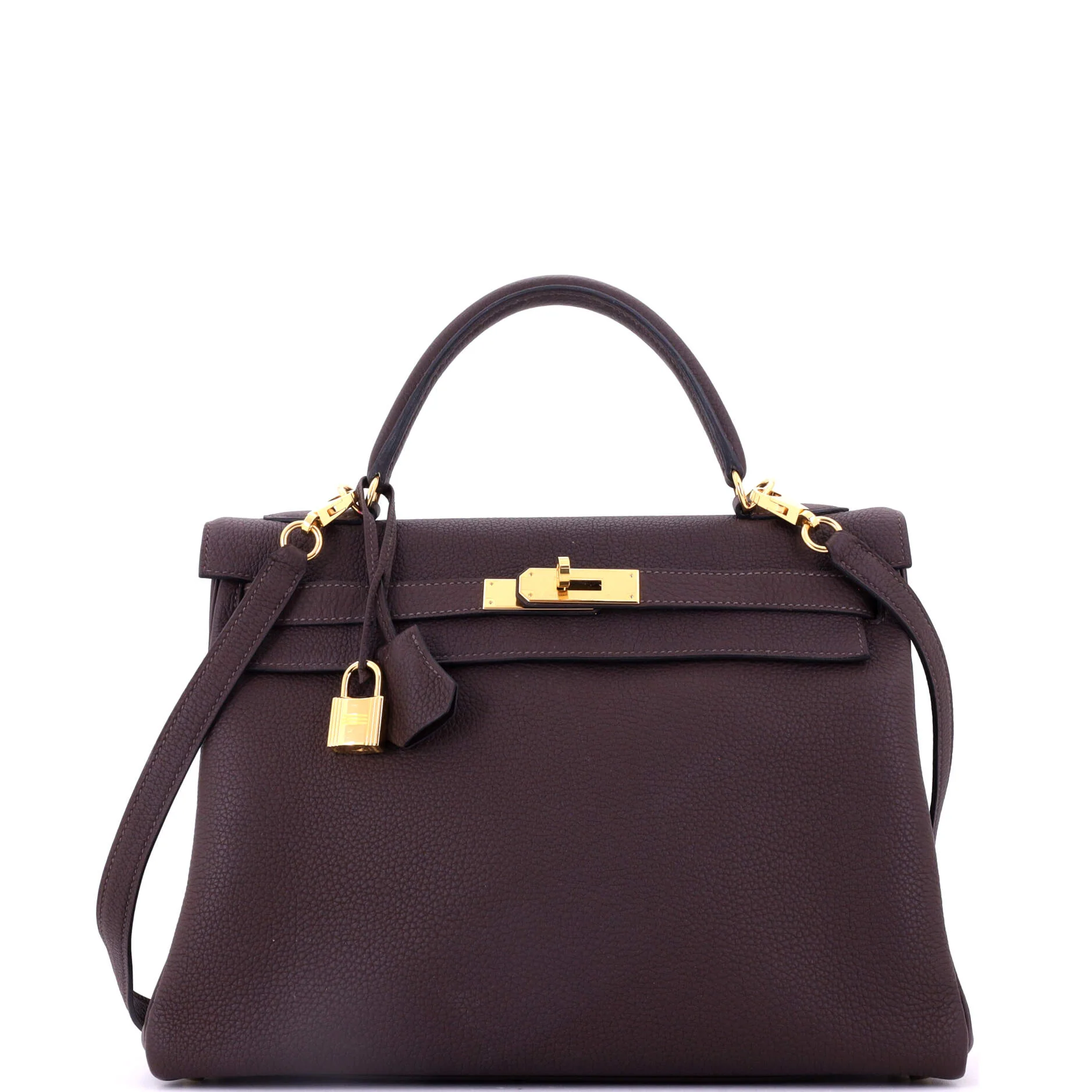 Kelly Handbag Havane Togo with Gold Hardware 32