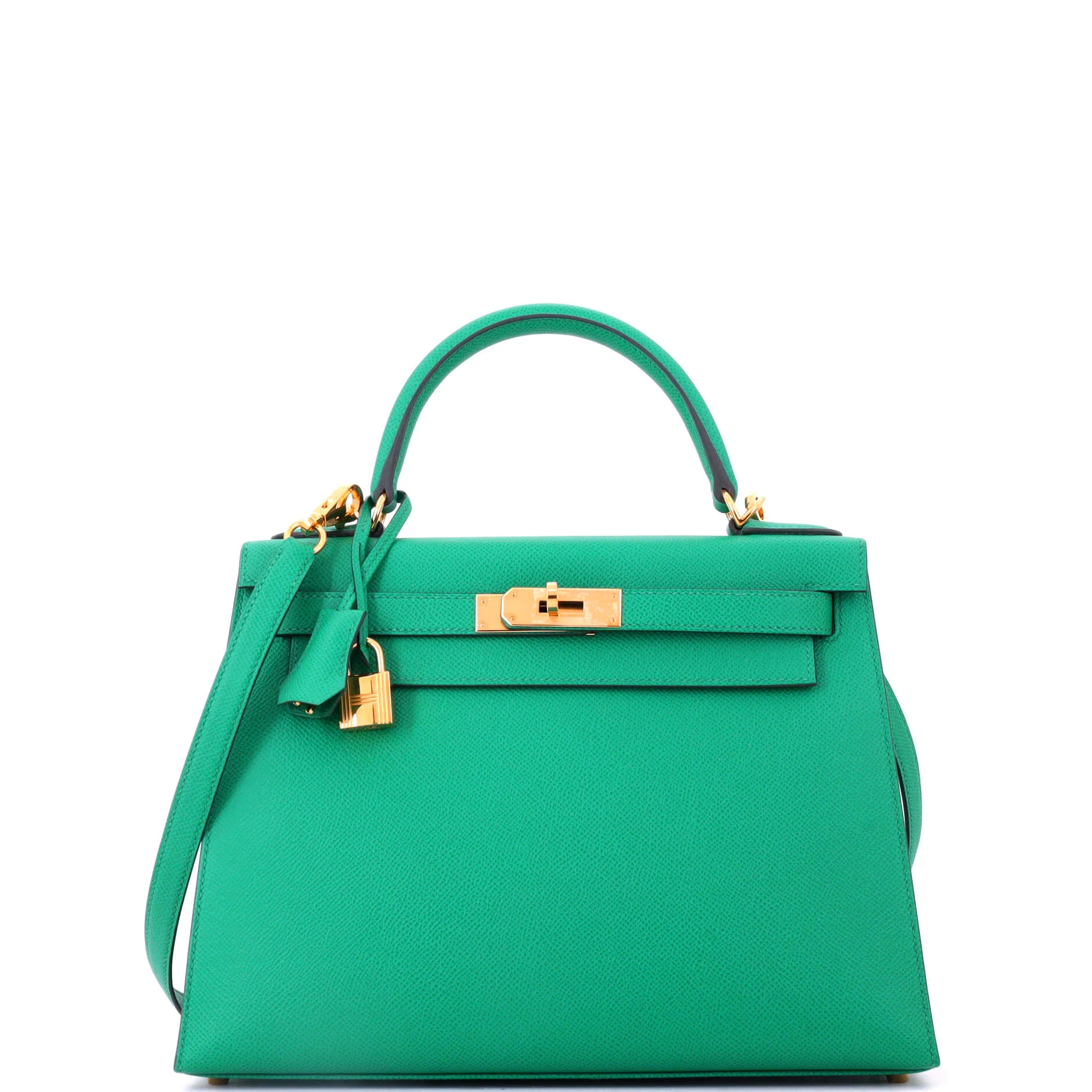 Kelly Handbag Vert Jade Epsom with Gold Hardware 28