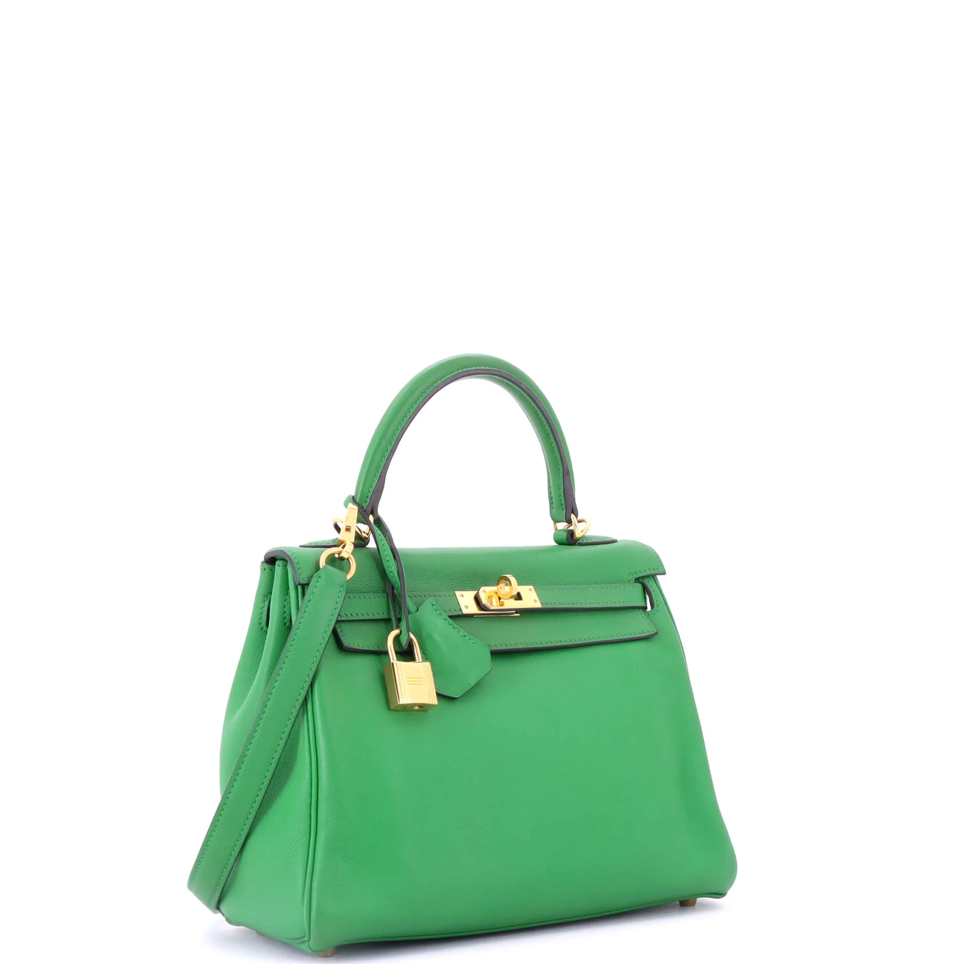Kelly Handbag Bamboo Swift with Gold Hardware 25 - Image 3