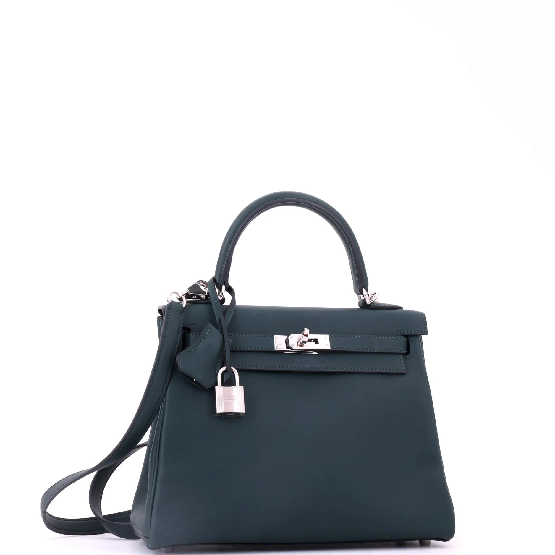 Kelly Handbag Vert Cypress Swift with Palladium Hardware 25 - Image 3
