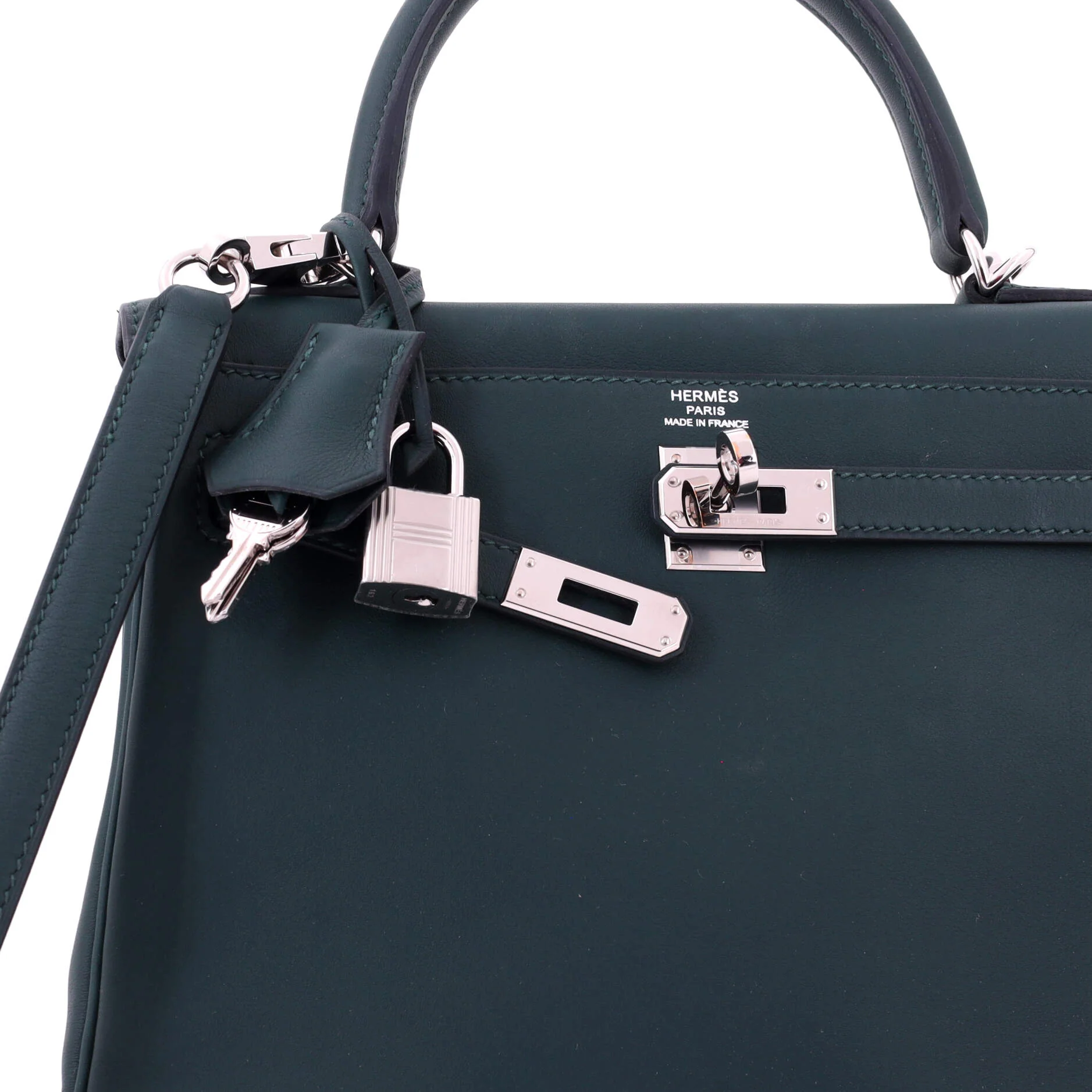 Kelly Handbag Vert Cypress Swift with Palladium Hardware 25 - Image 7