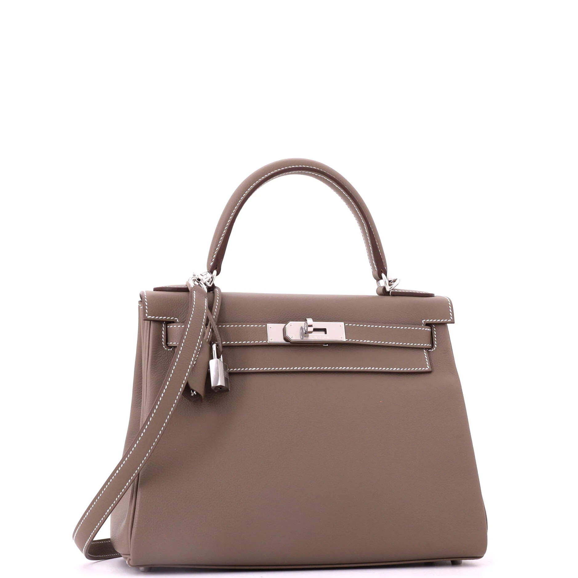 Kelly Handbag Grey Evercolor with Palladium Hardware 28 - Image 3